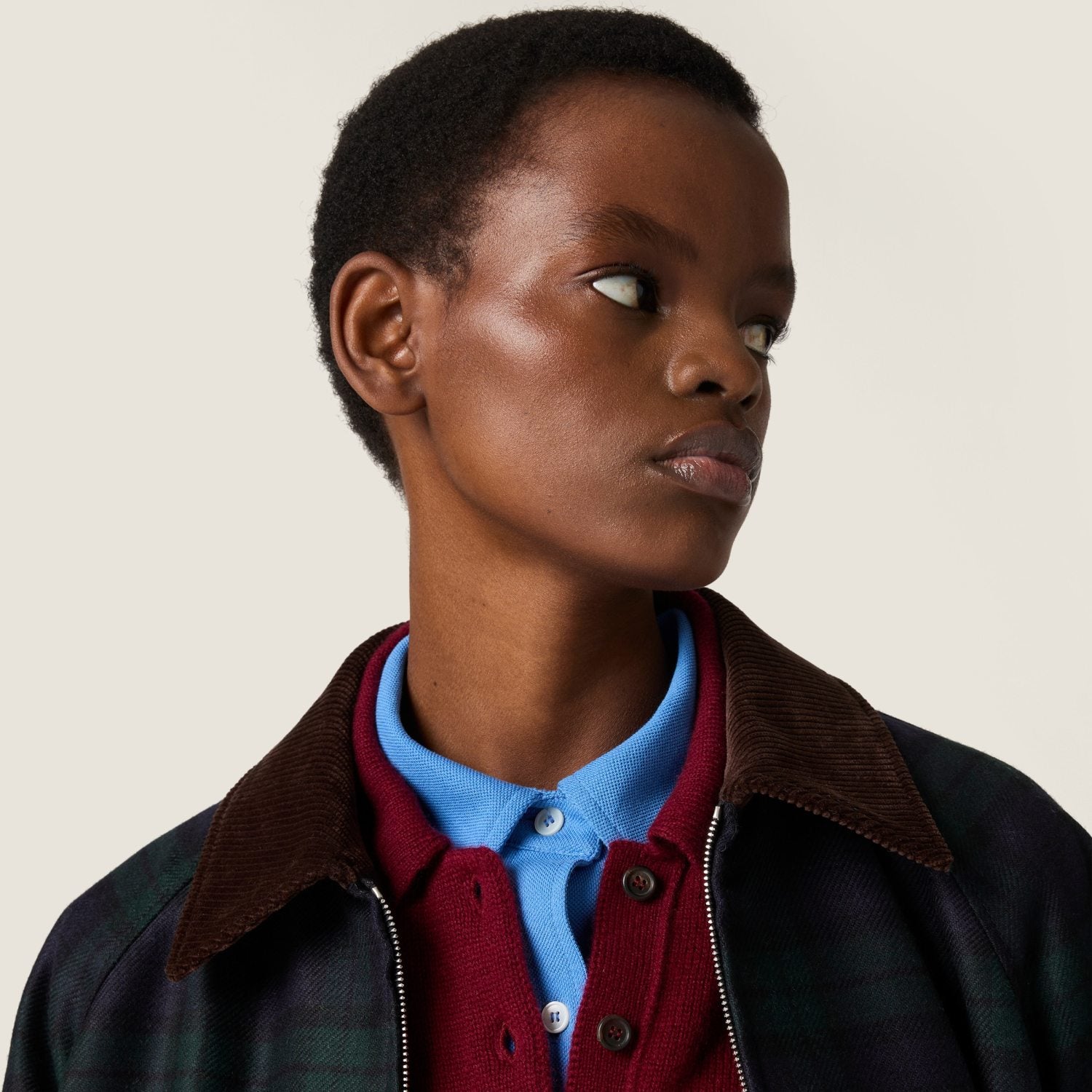 MiuMiu Women's Blue green Checked Twill Blouson Jacket #333542