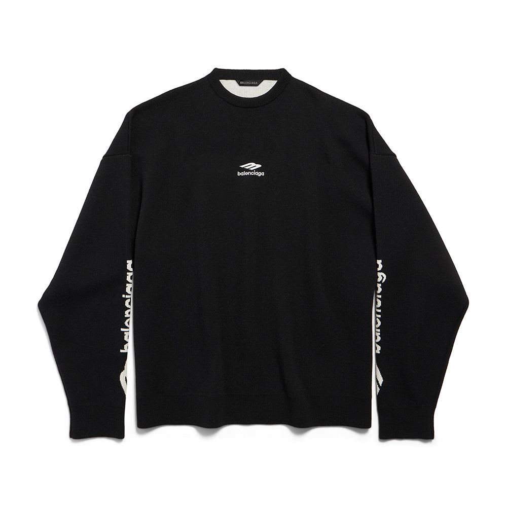 Top-quality Version Balenciaga Men's 3B Sports Icon Ski Crewneck in White Black #335728