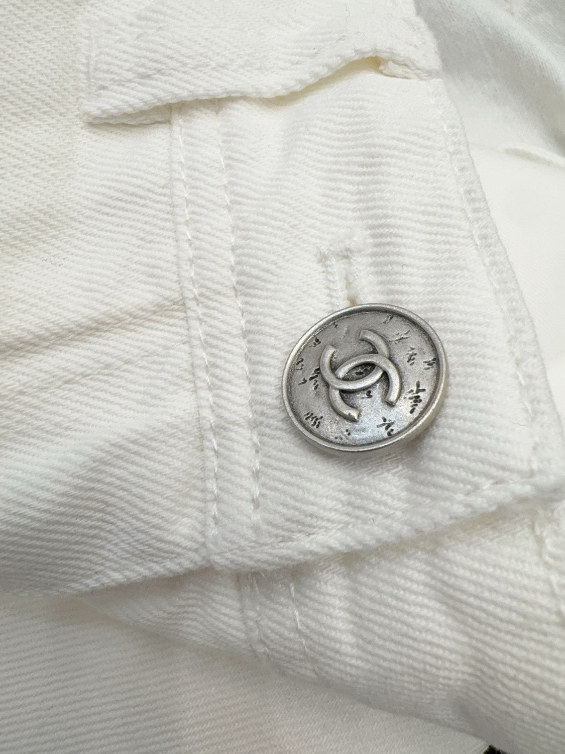 Chanel Jeans Washed Denim White #377644