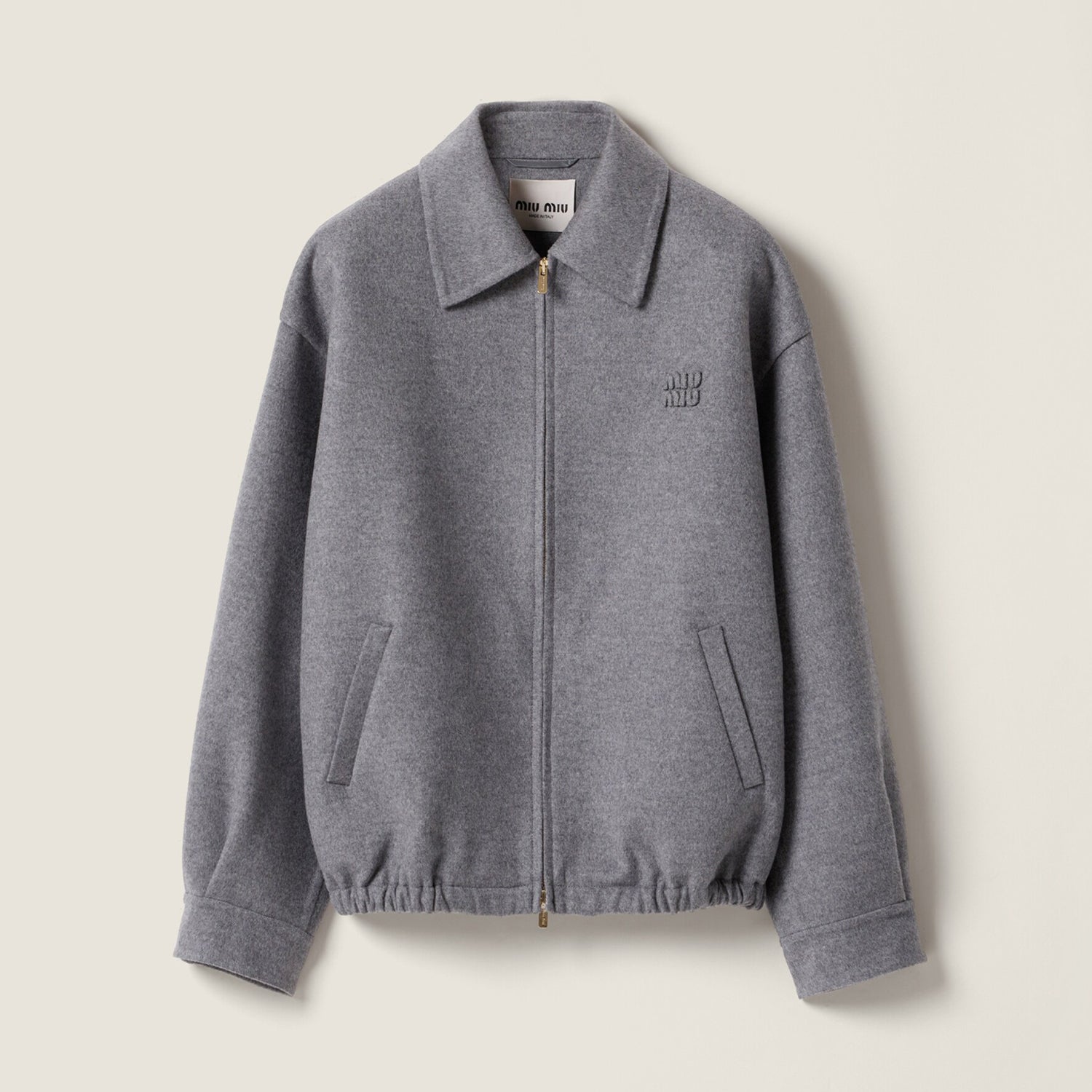 MiuMiu Women's Embroidered Solid-Color Collared Zipper Spring/Fall/Winter Double-Layer Pure Wool Blend Jacket #81748
