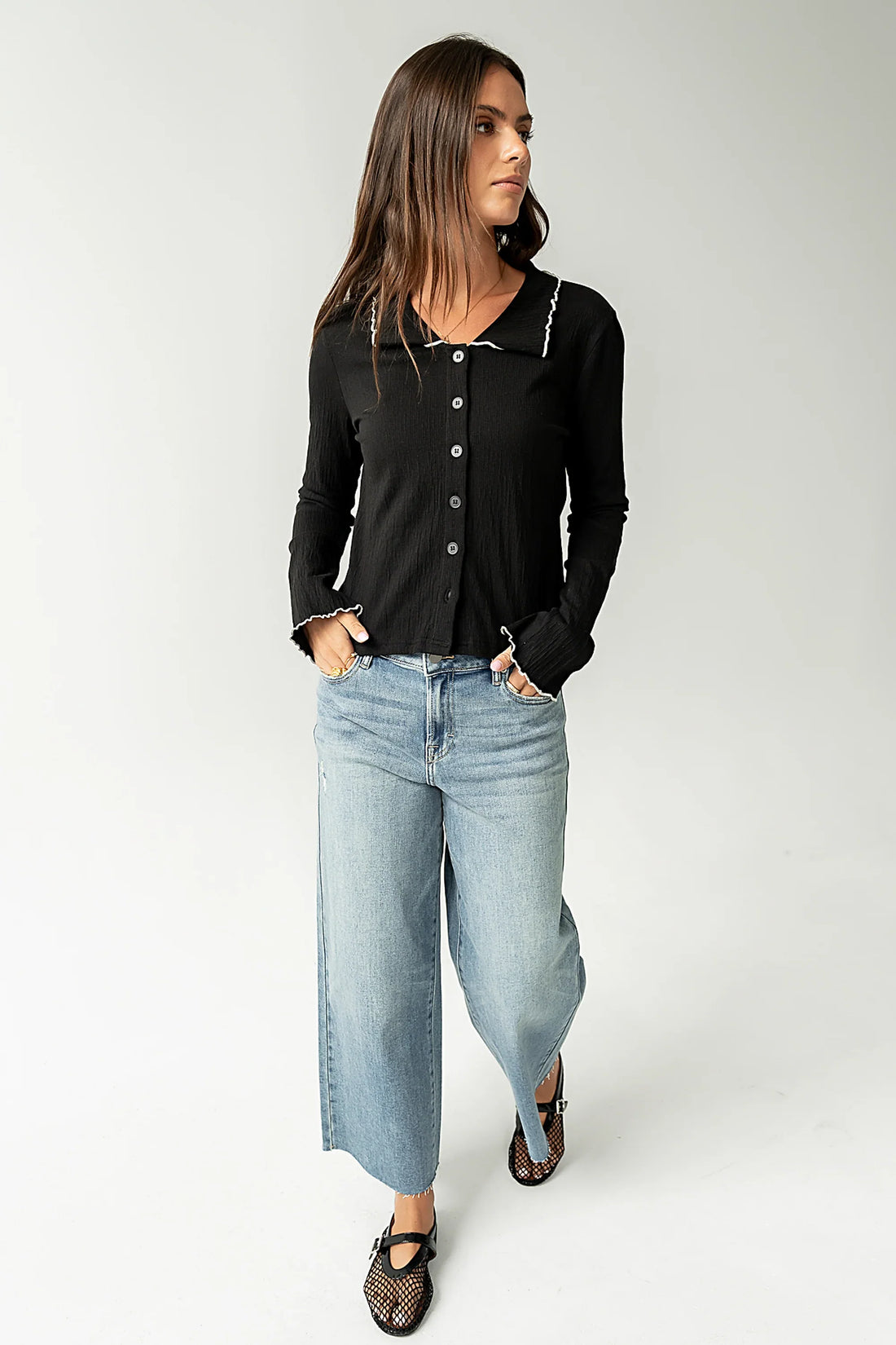 Jazmine Contrast Top in Black
