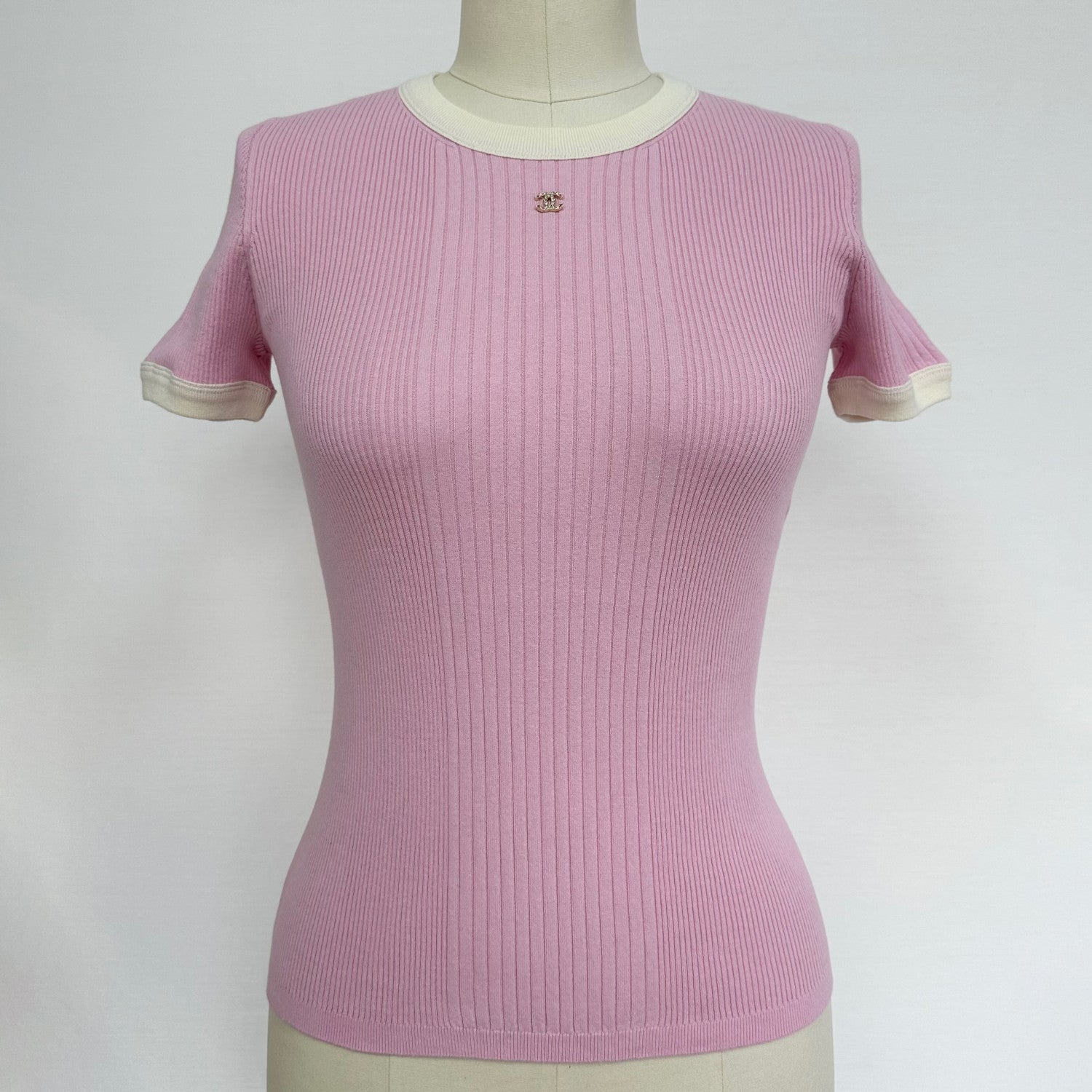 Chanel Women's Summer Fashion Casual Solid Color Crew Neck Knit Short Sleeve T-Shirt #78479