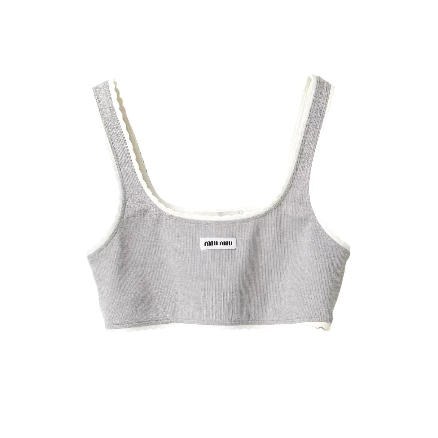 MiuMiu Women's Fashion Casual Solid Color Letter Logo Sports Bra Ribbed Cotton Panty Suit Set #78648