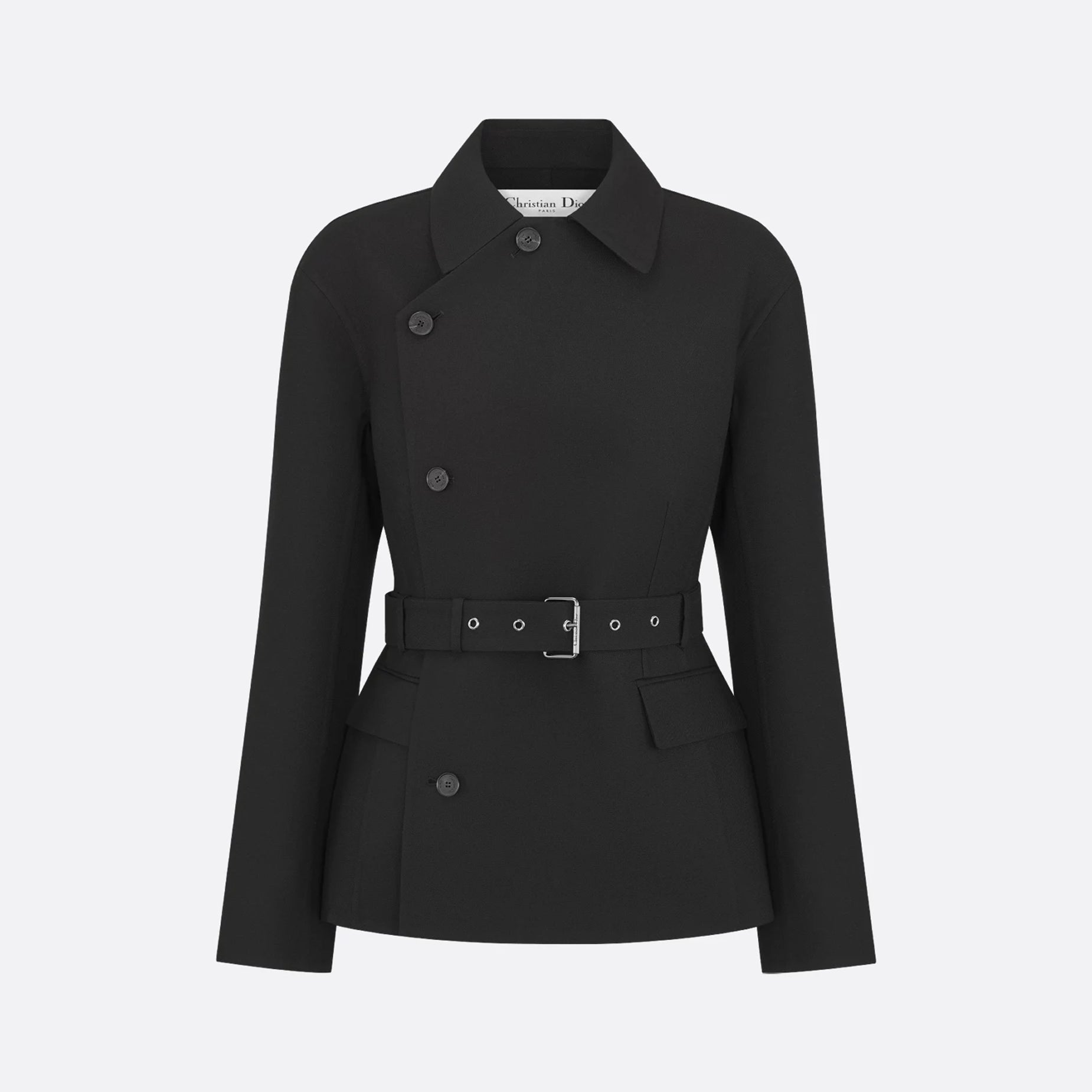 Dior Women's Spring/Autumn Silk-Blend Solid Color Belted Lapel Single-Breasted Slim-Fit Long-Sleeved Blazer Jacket Ngvp #2271