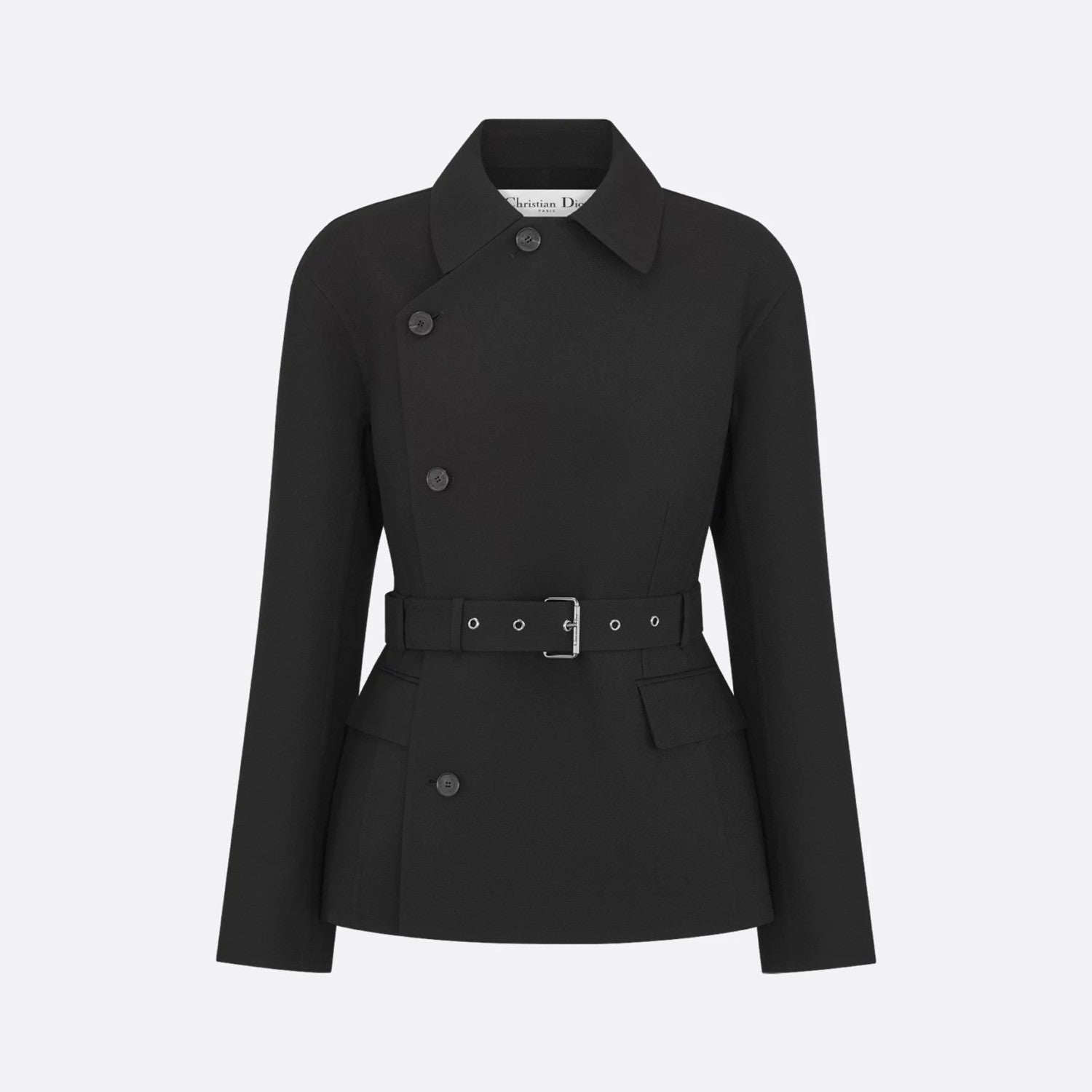Dior Women's Spring/Autumn Silk-Blend Solid Color Belted Lapel Single-Breasted Slim-Fit Long-Sleeved Blazer Jacket Ngvp #2271