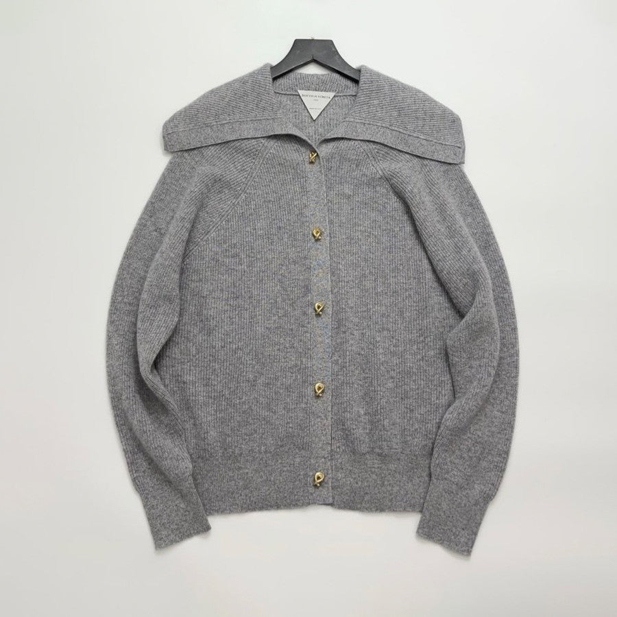 Bottega Veneta Women's Solid-Color Lapel Loose-Fit Long-Sleeved Single-Breasted Cashmere Knit Cardigan Sweater For Spring. Autumn. And Winter Ngvp #2313