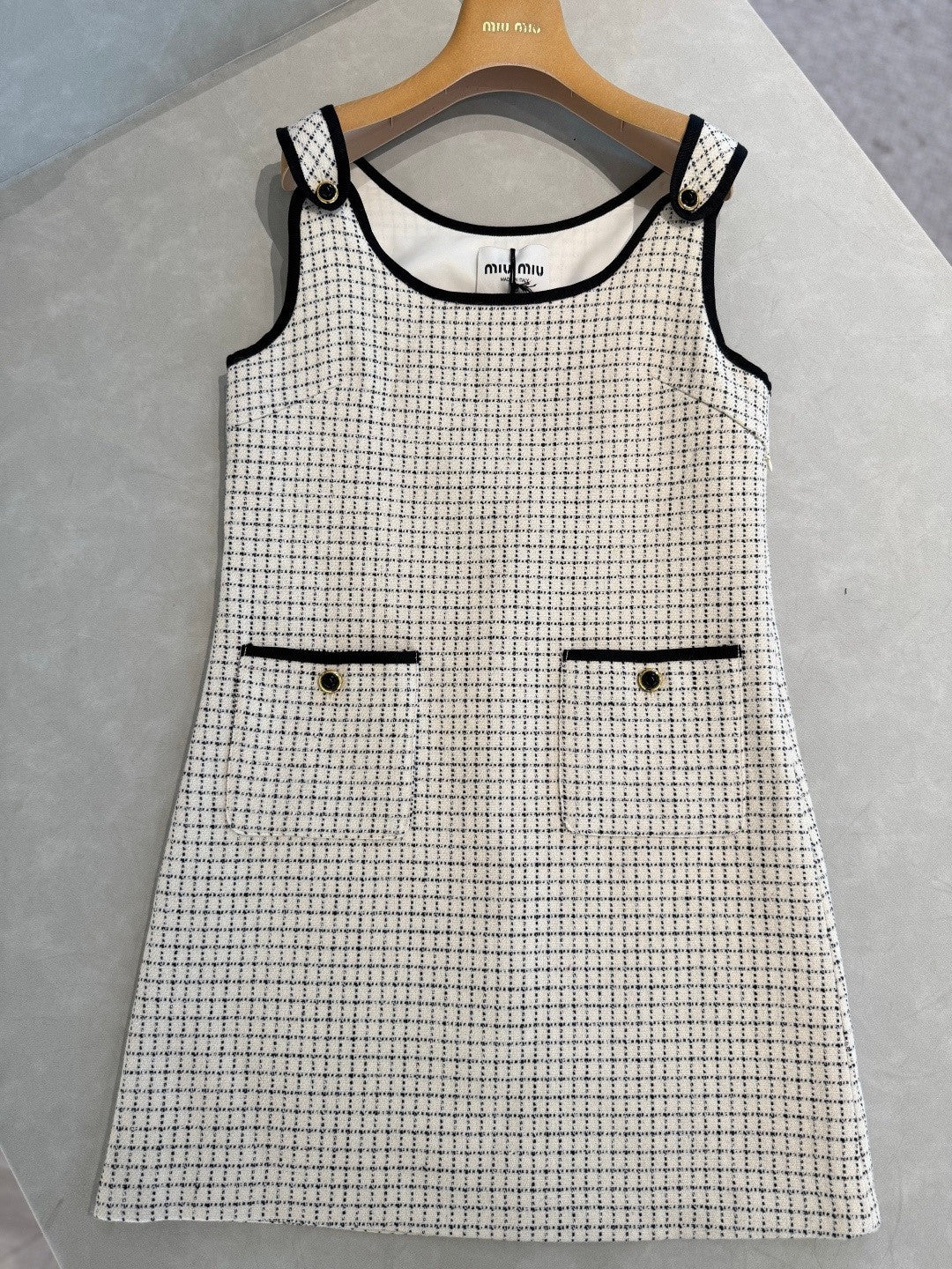 MiuMiu Short Plaid Dress White #335942