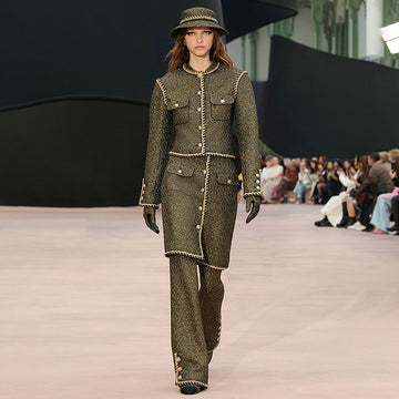 Chanel Jacket Skitr Tweed Gold Black #336118