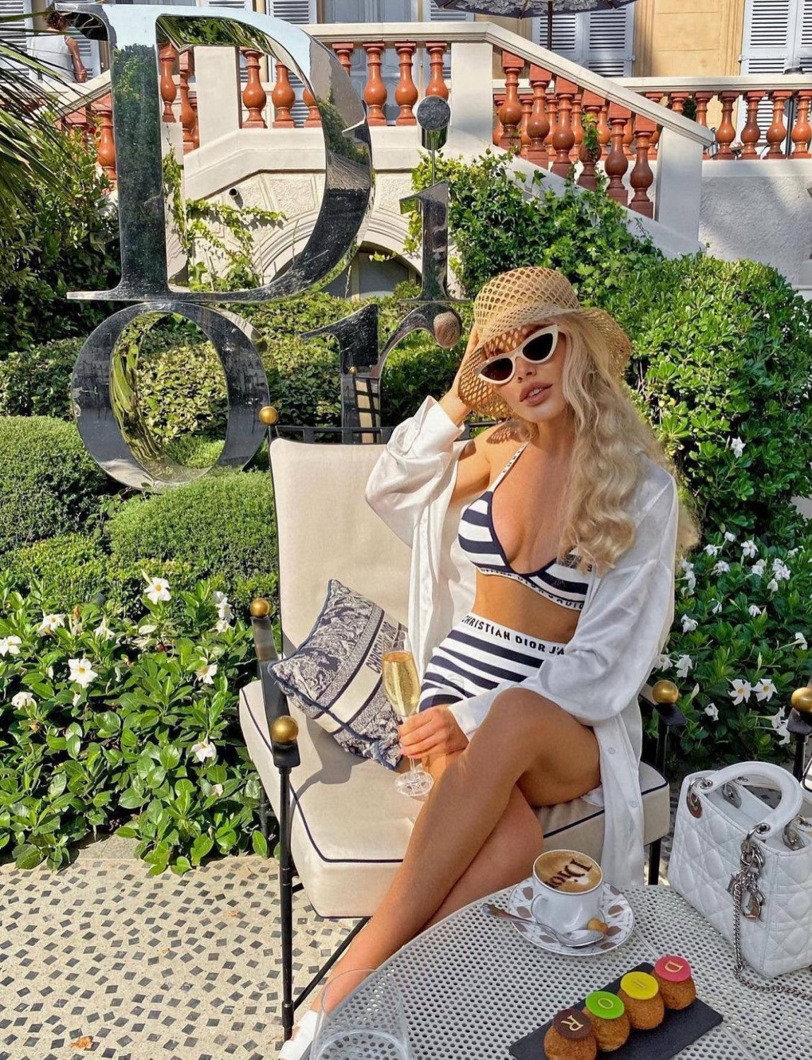 Dior Women's Fashion Casual Strappy Underwear Set with Embroidered Logo and Contrasting Letter Stripes Suit Set #78649
