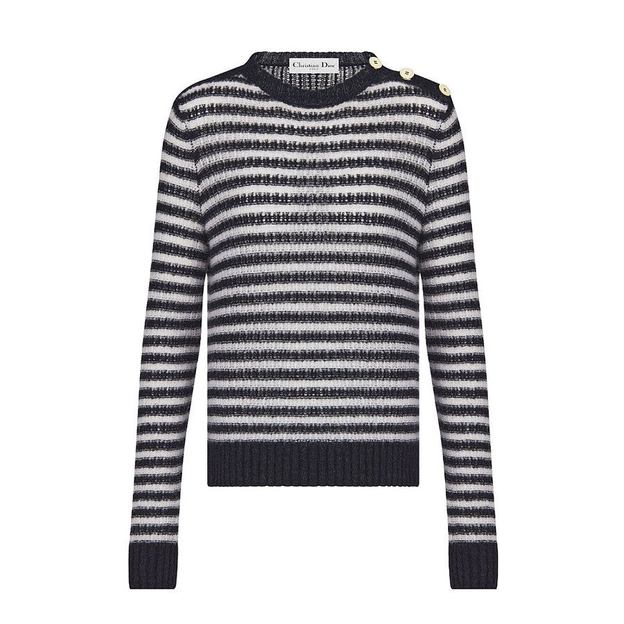 Dior Women's Striped Color-Blocked Spring/Fall Crewneck Pullover Long-Sleeve Knit Sweater Ngvp #2342