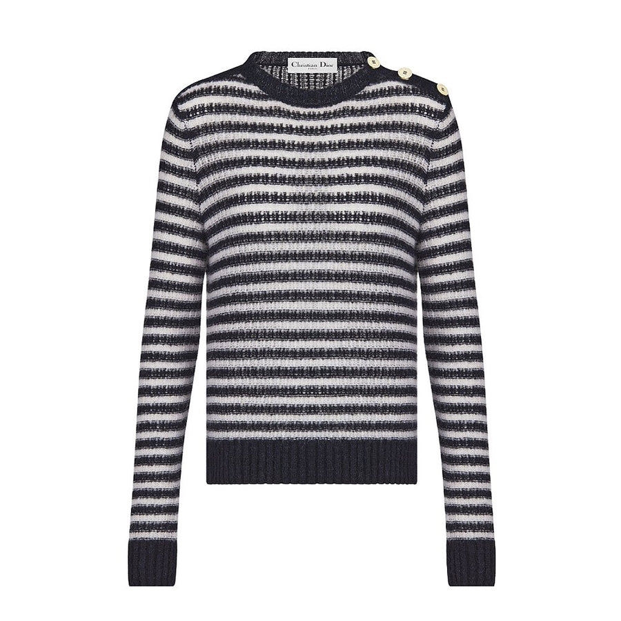 Dior Women's Striped Color-Blocked Spring/Fall Crewneck Pullover Long-Sleeve Knit Sweater Ngvp #2342