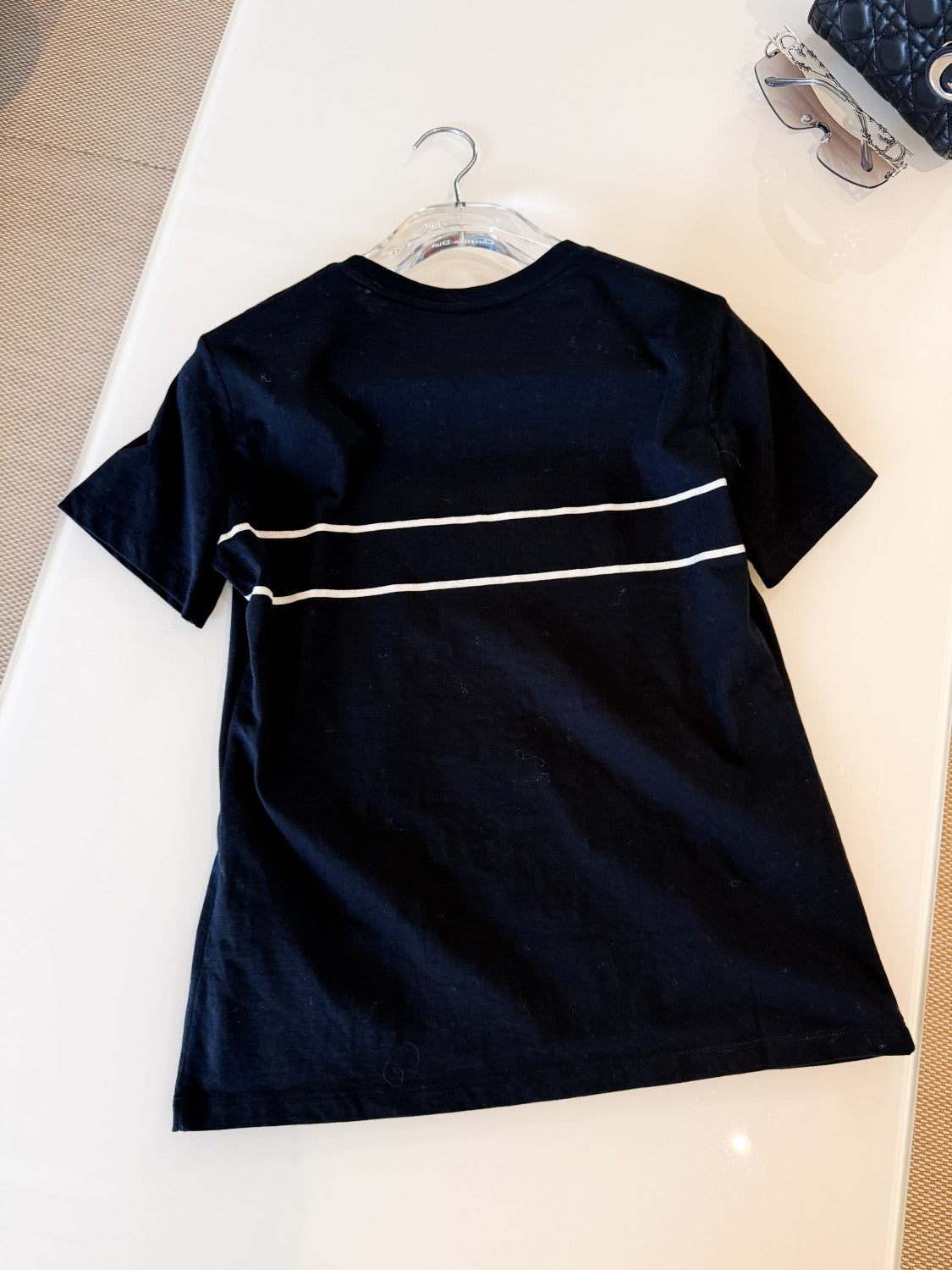 DIOR Embroidered T-Shirt Black and Gold-Tone Cotton Blend Jersey #336628