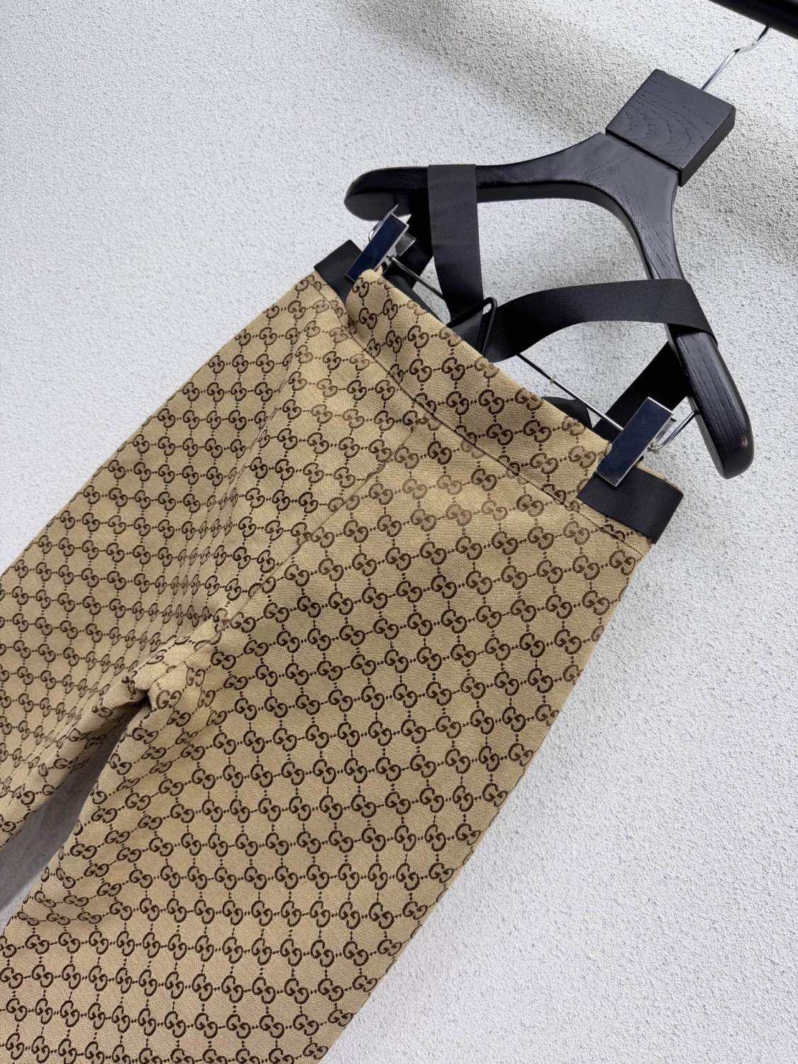 Gucci Women's Classic Jacquard Khaki Overalls Trousers Beige and Dark Brown Gucci Altitude GG Jersey Jacquard Trousers #332468
