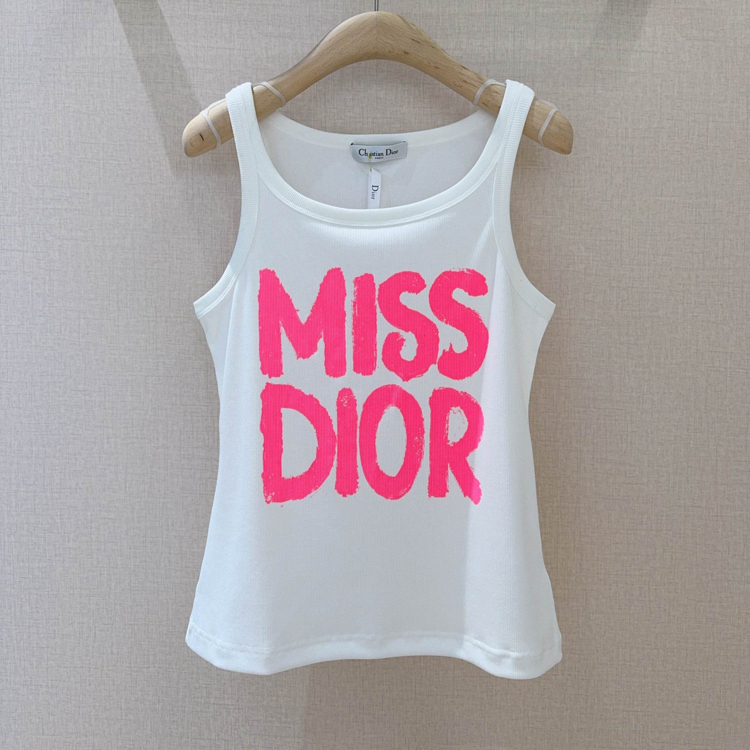 Dior Women's Summer Fashion Casual Crew Neck Pullover Sleeveless Tank Top with Hand-Painted Print and Letter Embellishments Vest #78786