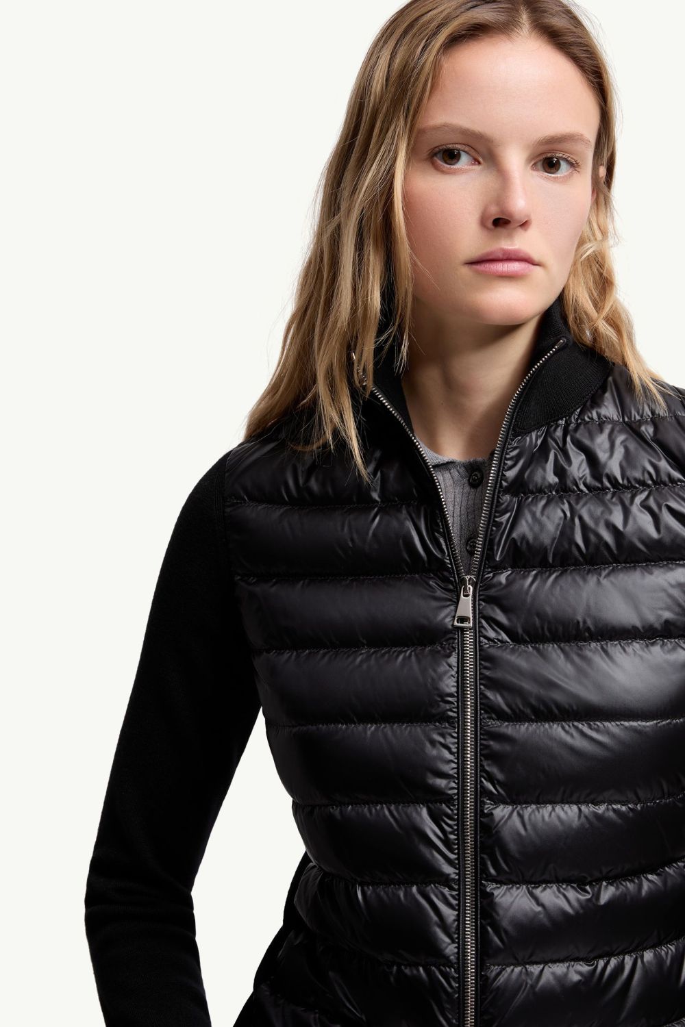 Moncler Cardigan Women's Ski Solid Color Snow Mountain Stand Collar Wool Goose Down Down Jacket#333081