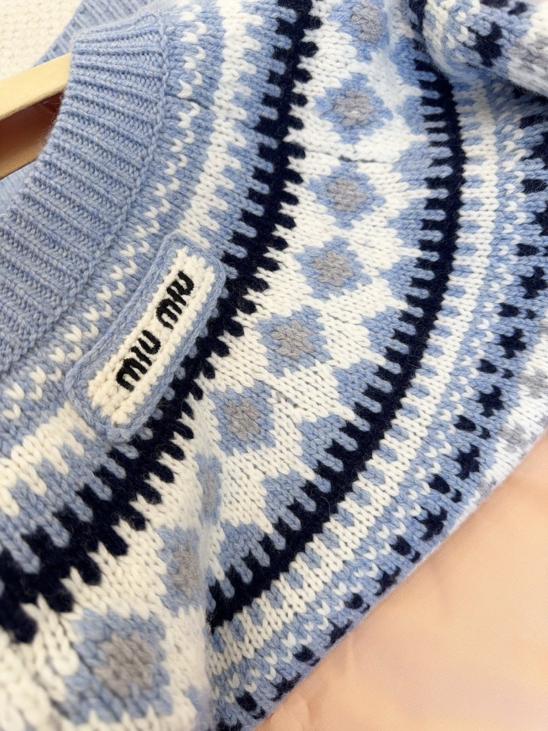 MiuMiu Wool Crochet Crew Neck Pullover Sweater #332159