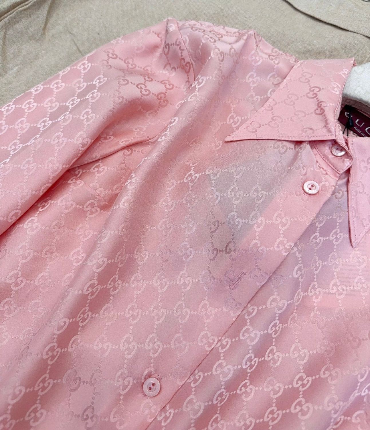 Gucci GG Silk Jacquard Shirt Pink #333632