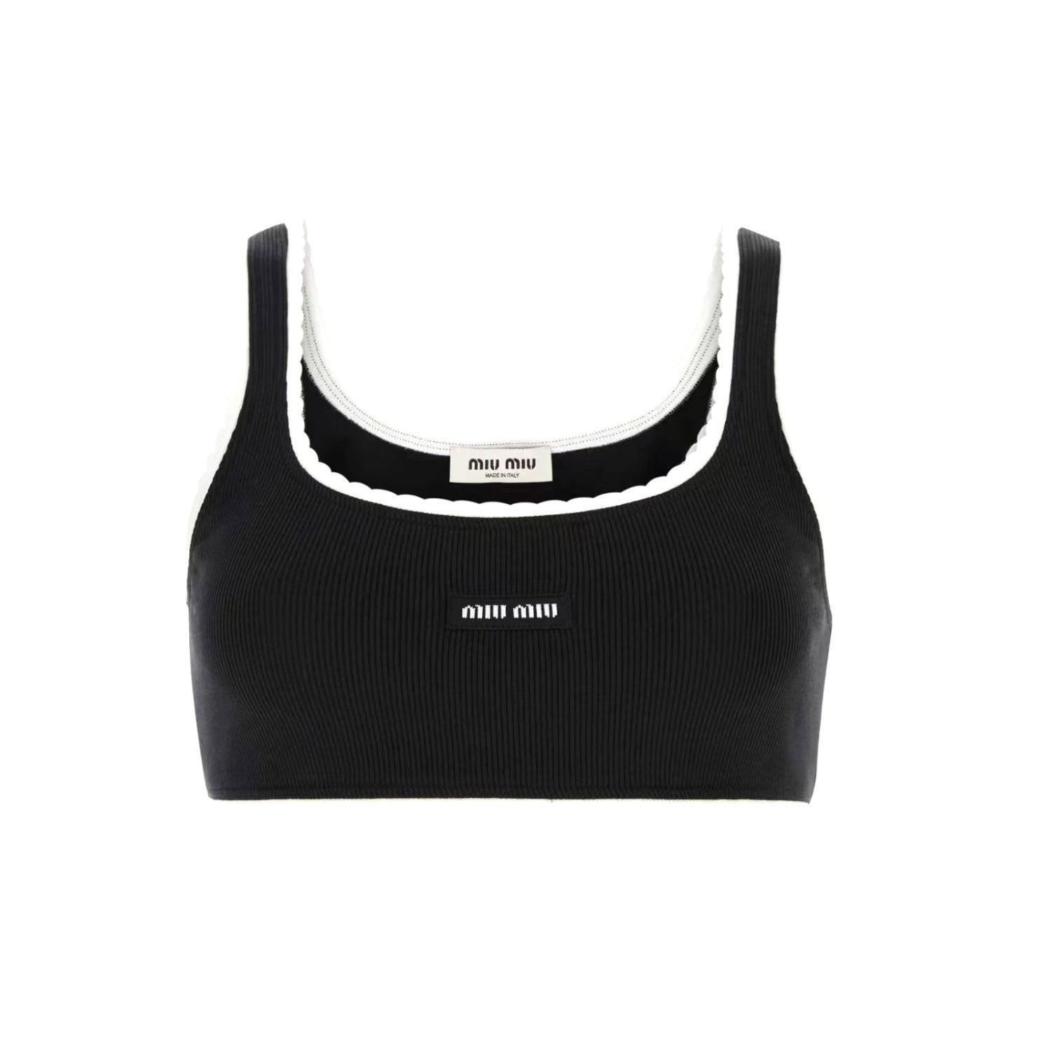 MiuMiu Women's Fashion Casual Solid Color Letter Logo Sports Bra Ribbed Cotton Panty Suit Set #78648