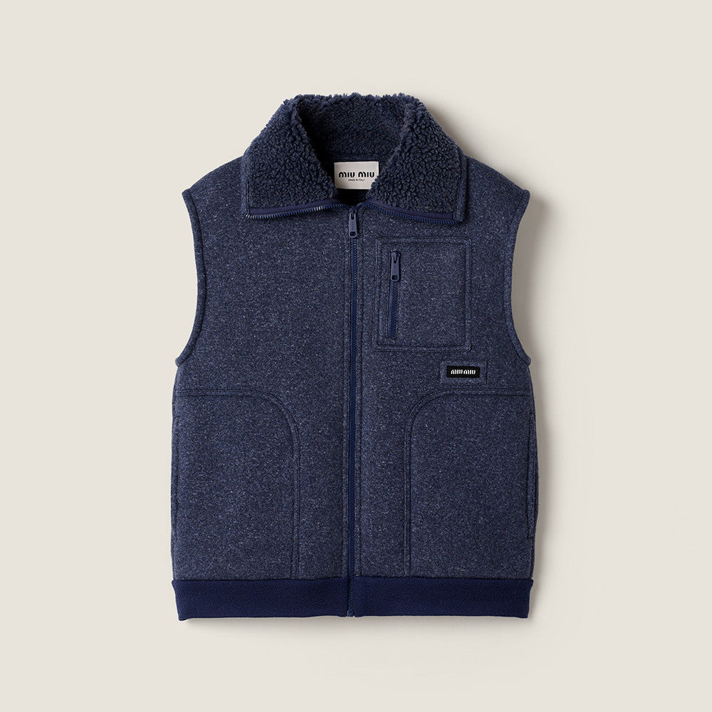 MiuMiu Uniform Blue Fleece Vest #334390