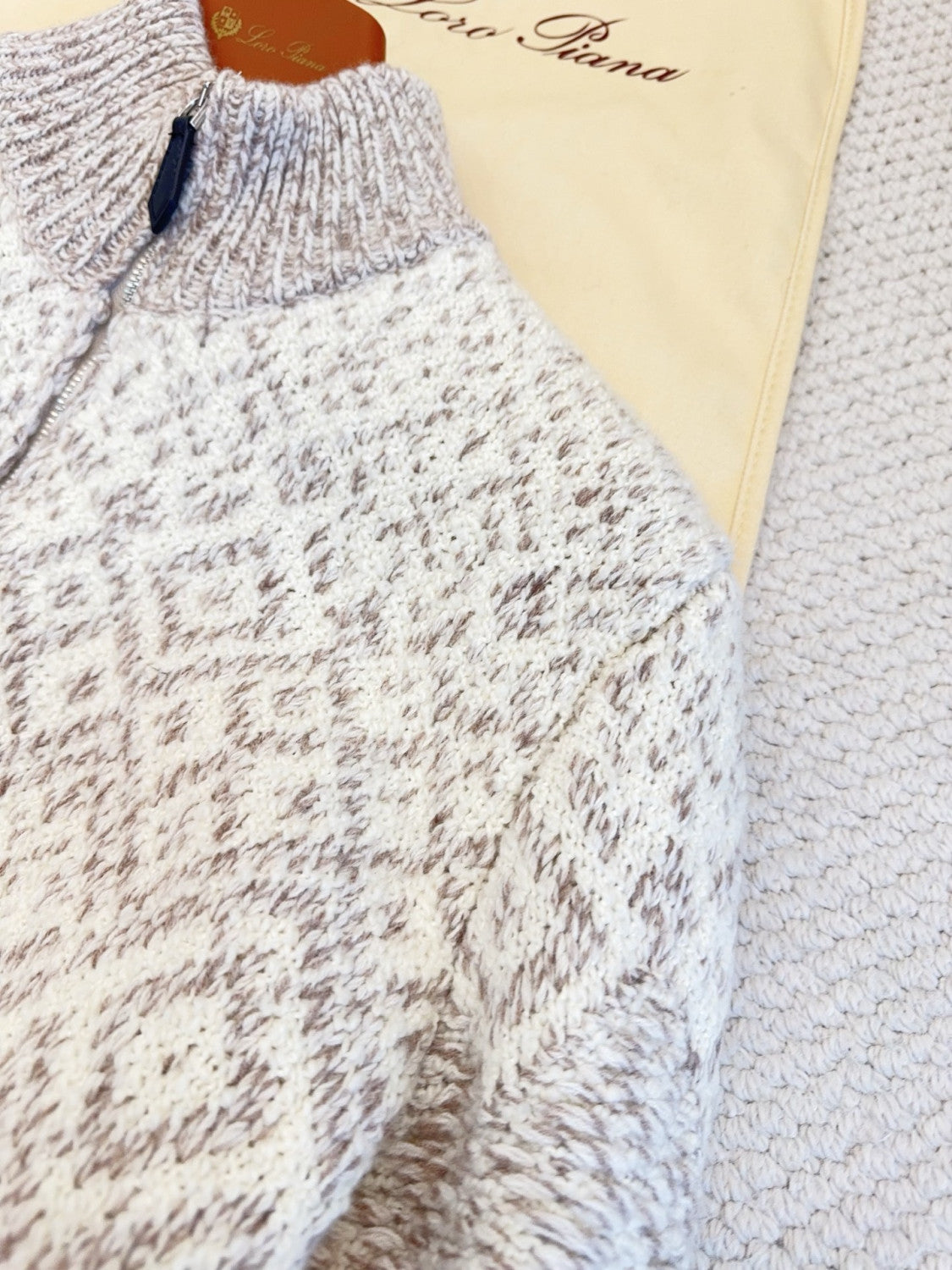 Loro Piana Paroo Bomber Sweater Cashmere White Beige#335464