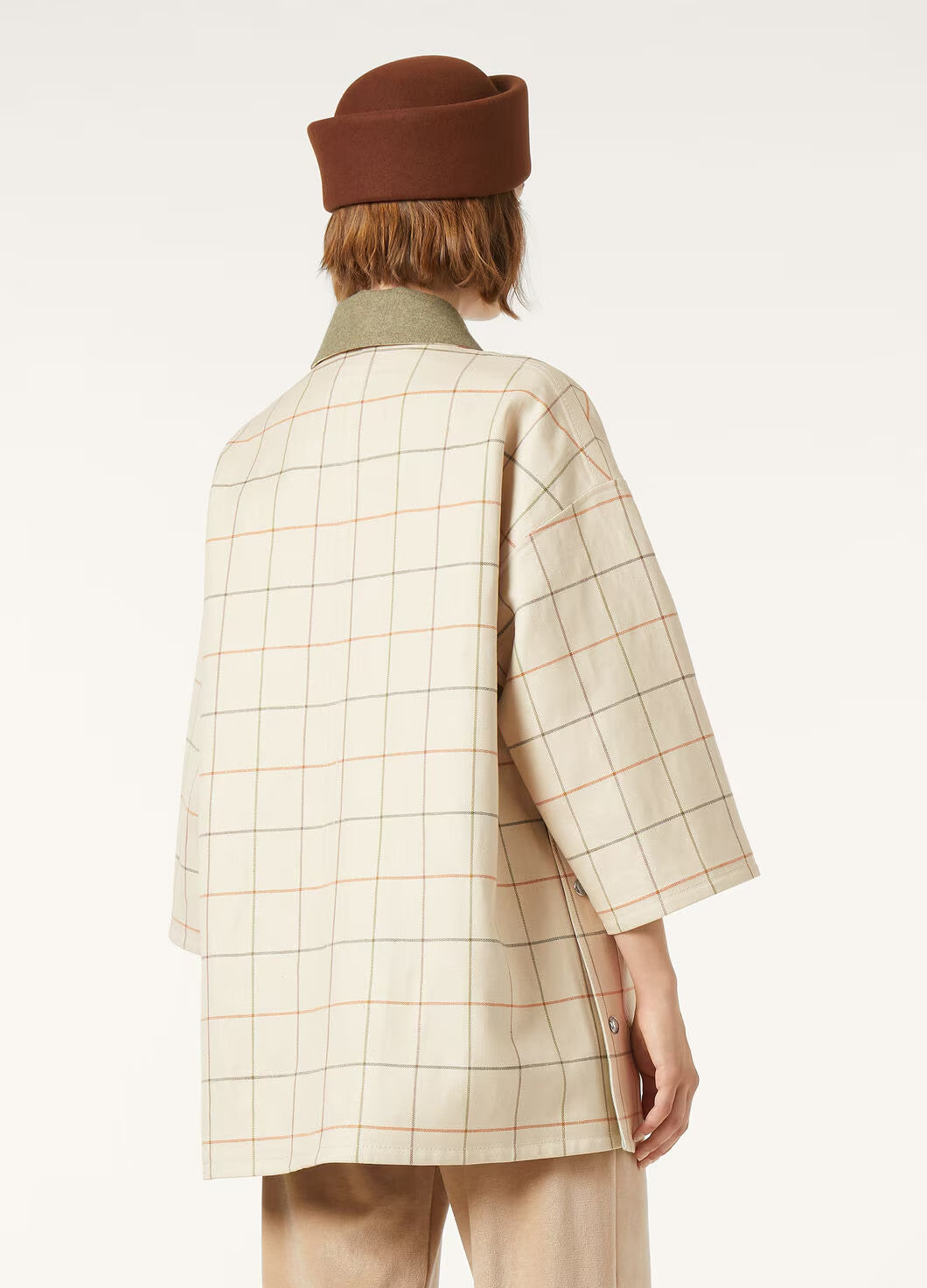 Loro Piana Women's Spencer Trench Coat Spring/Fall Checkered Collar Solid-Color Linen A-Line Jacket Ngvp #2362