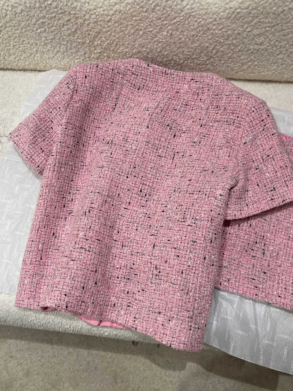 Chanel Short-sleeved Top Shorts Tweed Pink Black White#335416