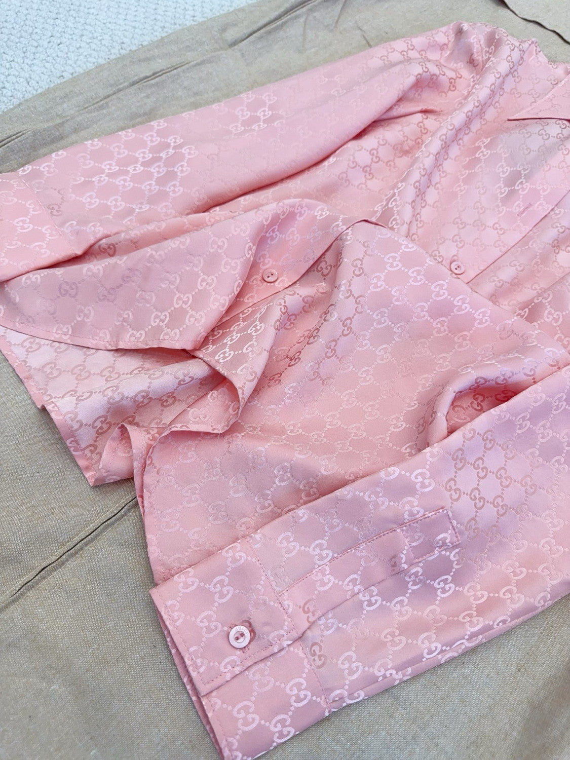 Gucci GG Silk Jacquard Shirt Pink #333632