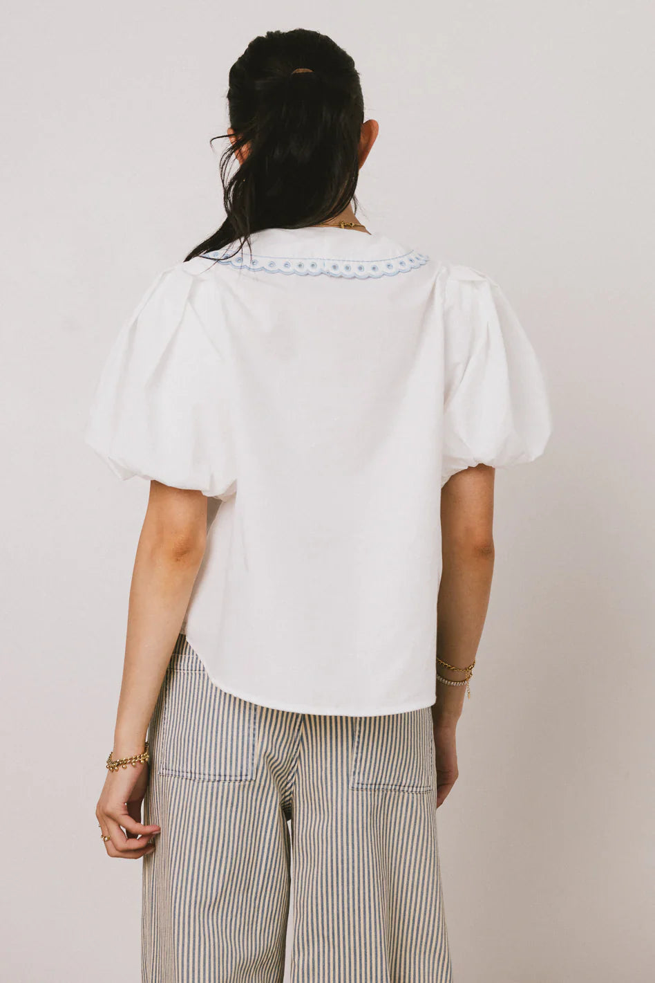 Lara Embroidered Blouse in Off White