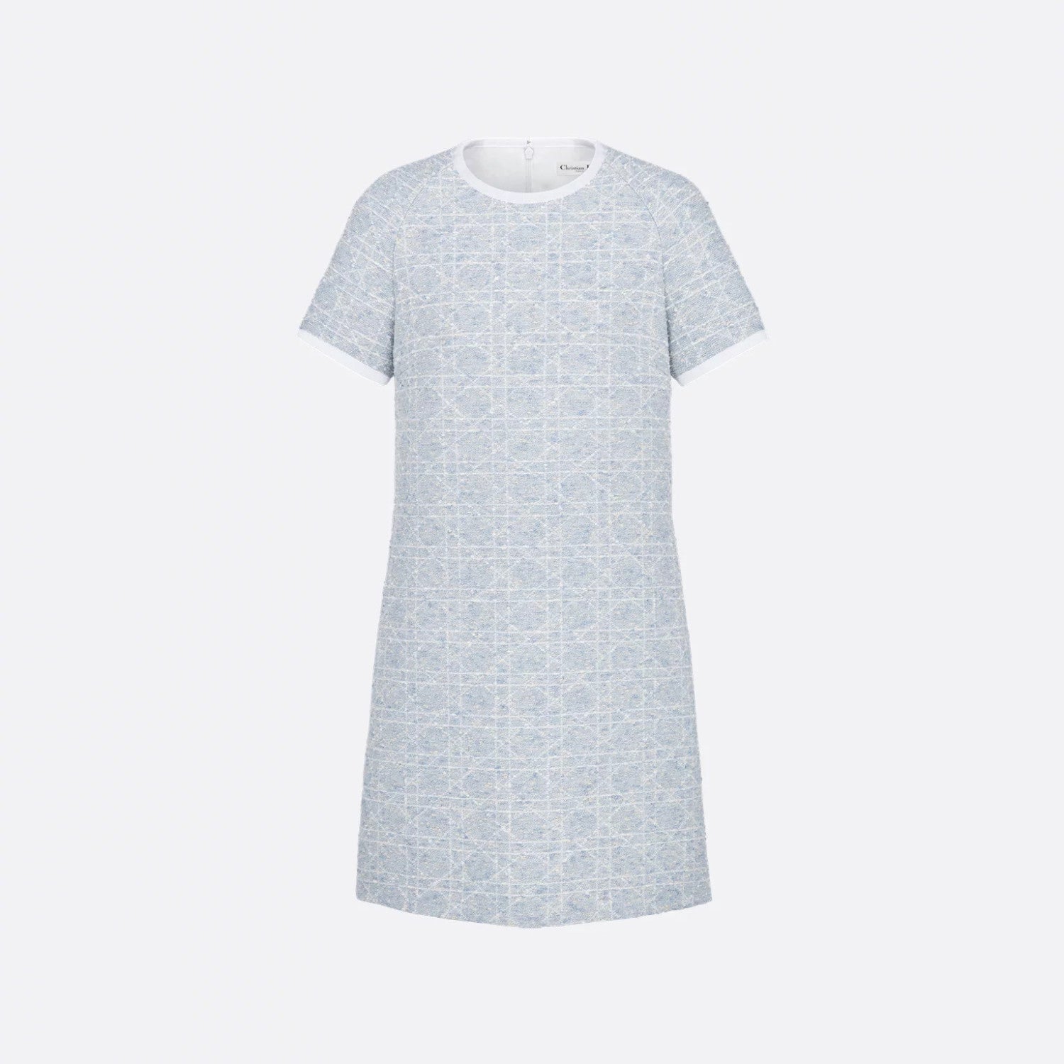 Dior ? Women's Spring/Summer Fashion Casual Round Neck Simple Elegant Rattan Check Short Sleeve Dress #79562