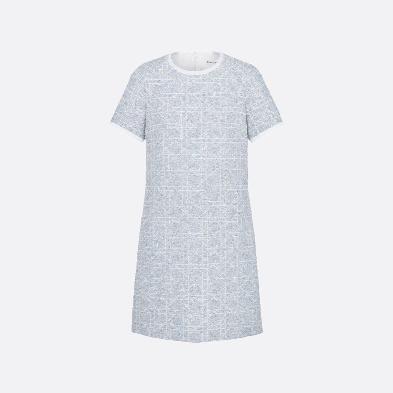 Dior ? Women's Spring/Summer Fashion Casual Round Neck Simple Elegant Rattan Check Short Sleeve Dress #79562