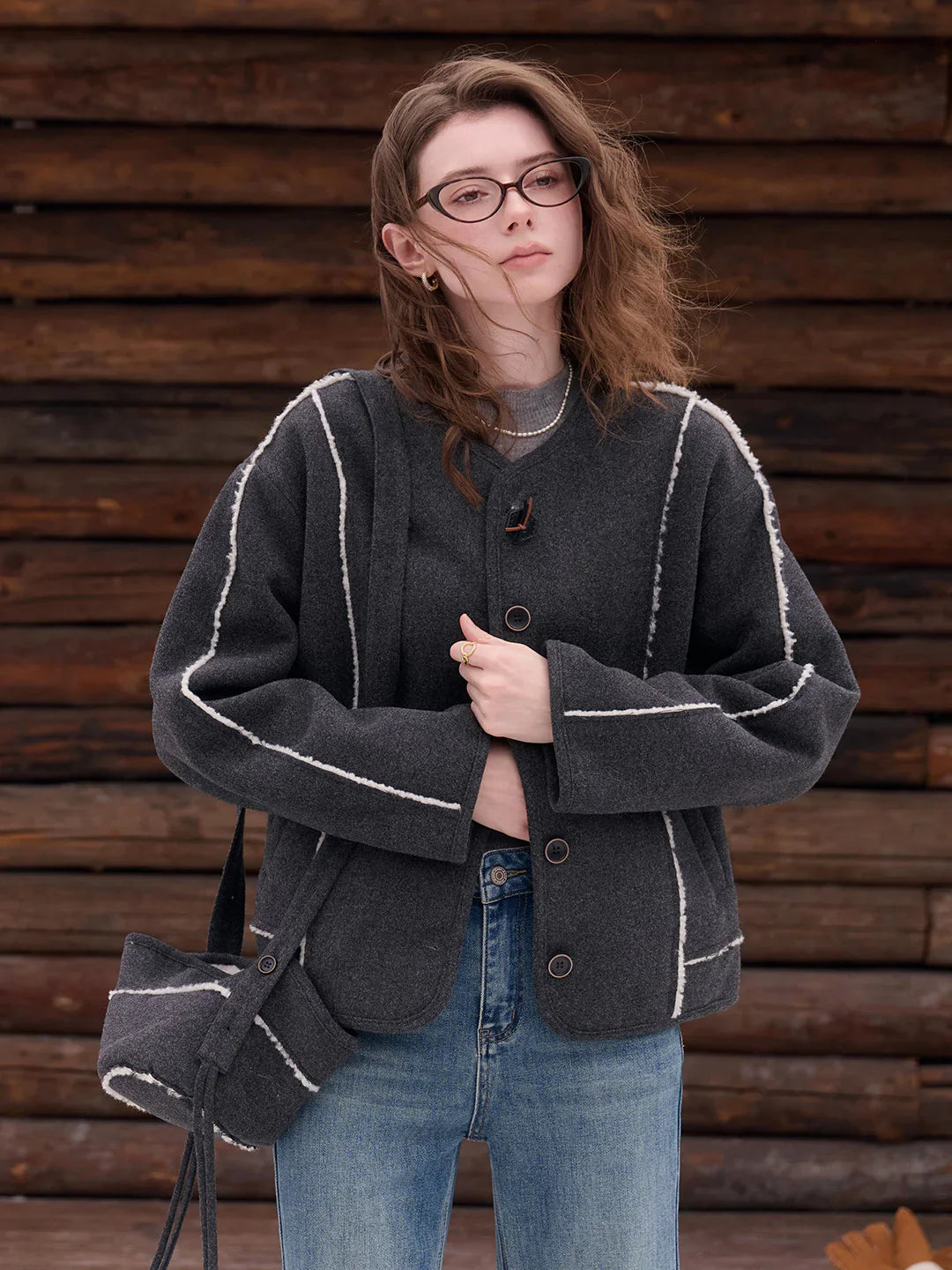 Aileen Round Neck Silhouette Coat (with Hat/Bag)
