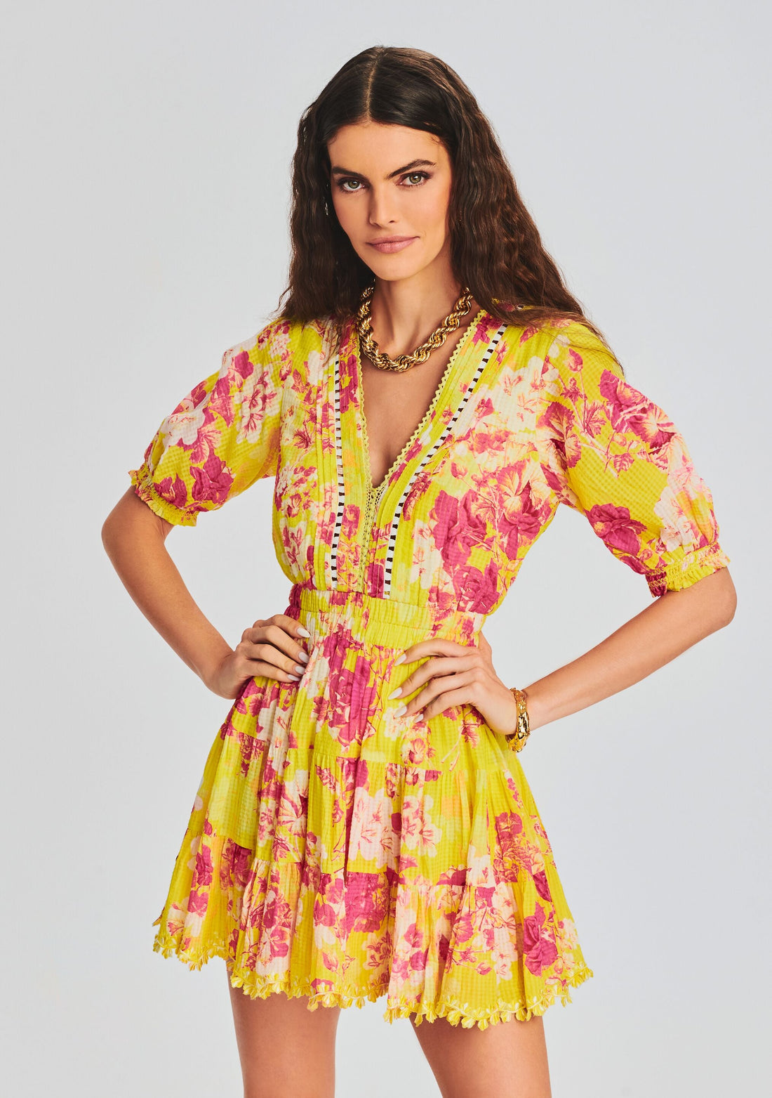 Auril Yellow Short Dress