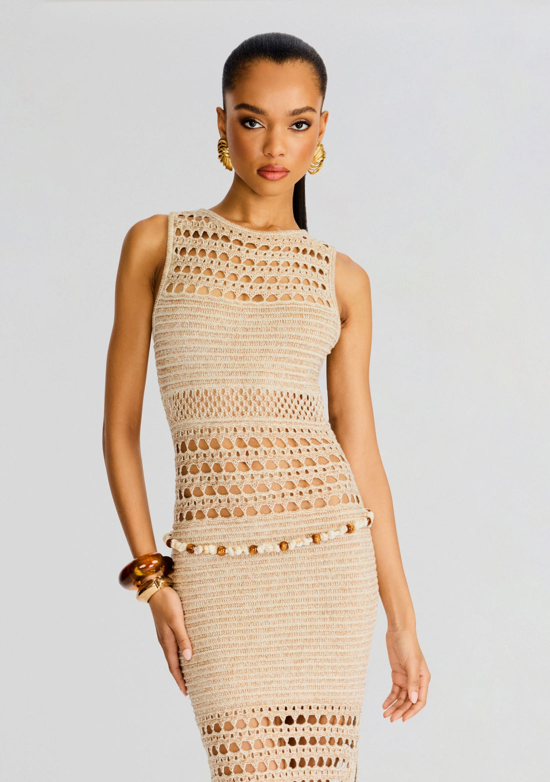 Kylan Metallic Crochet Dress