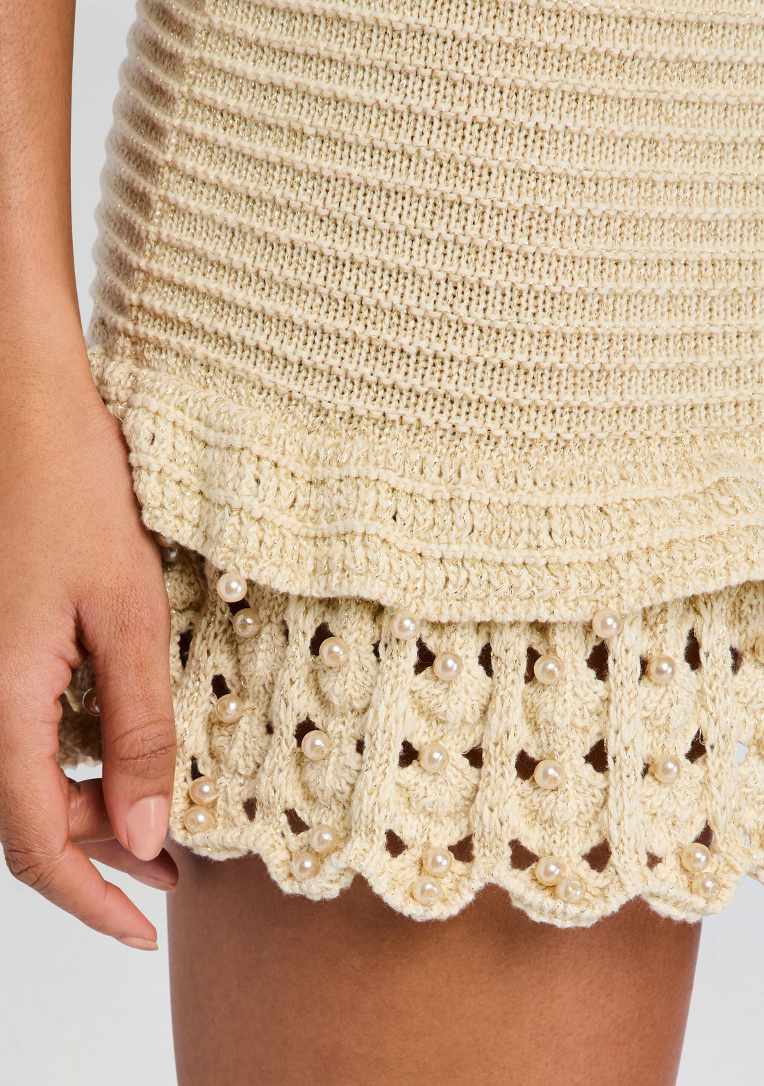 Vali Metallic Crochet Pearl Dress