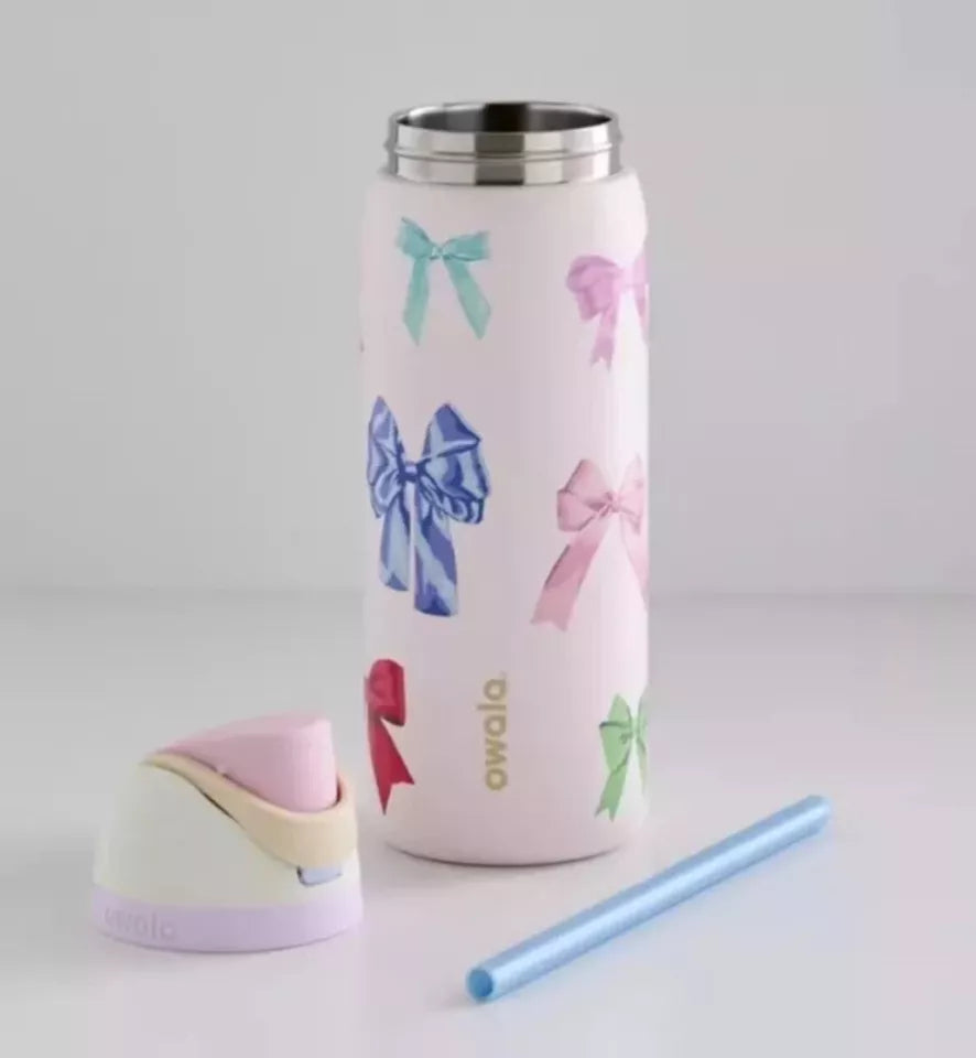 Owala "Girlhood" 32oz Free Sip Limited Edition UO Exclusive Multicolor Pink Bows
