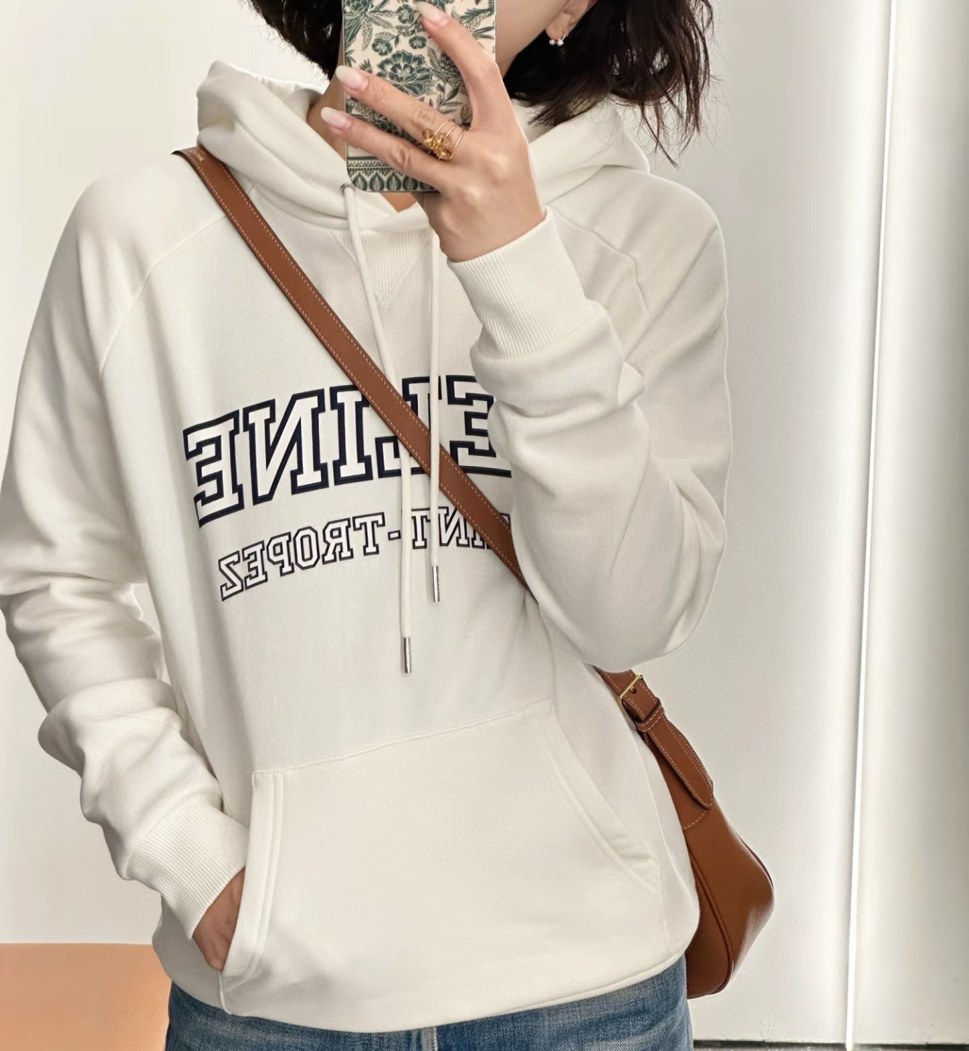 Celine Men's And Women's Spring/fall Fashion Casual Solid Color Hooded Pullover Logo Print Oversized Long Sleeve Sweatshirt #79532