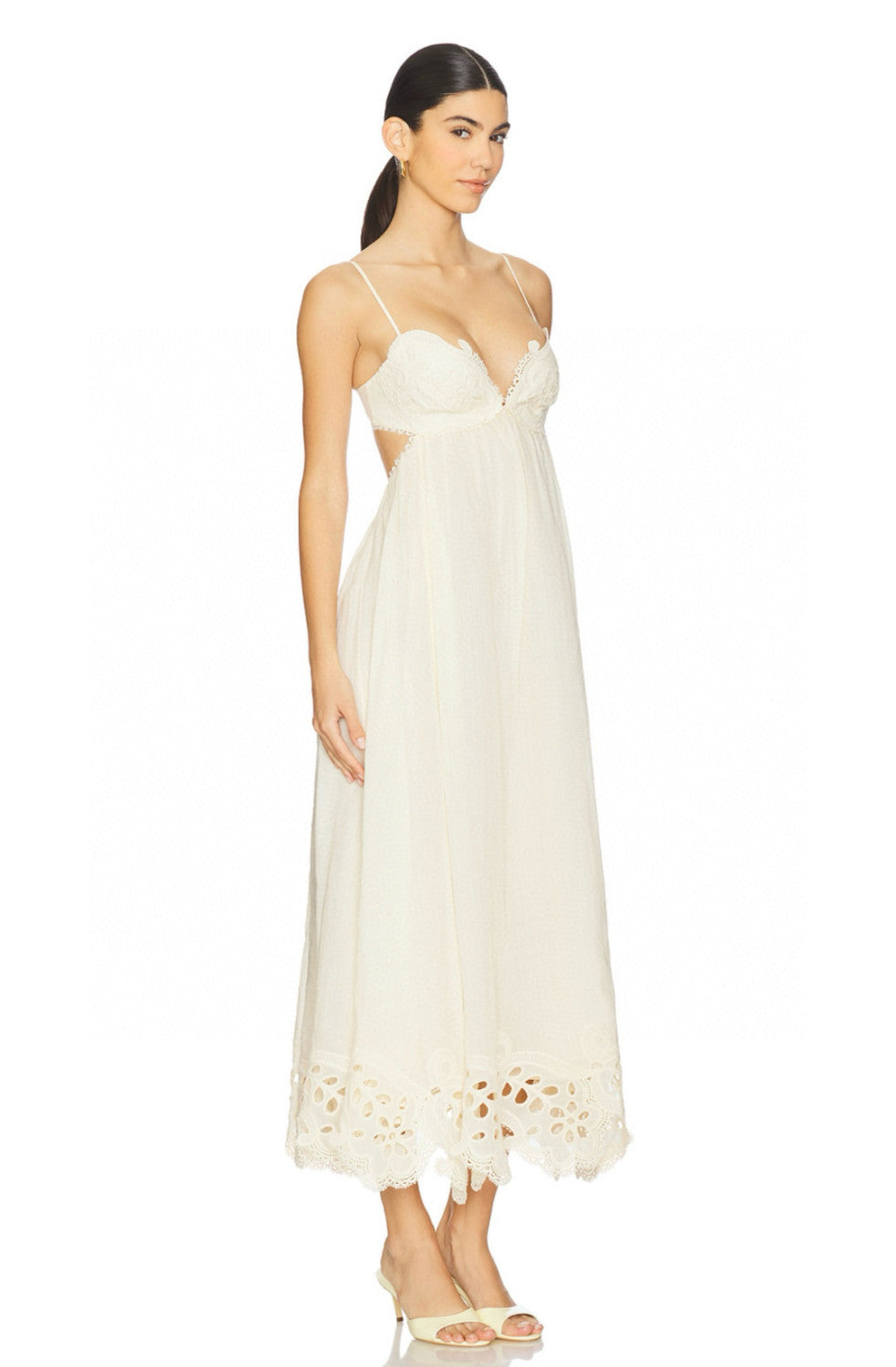Zimmermann Women's Spring/summer Linen Lace Elegant Temperament Long Dress Fashion Casual Camisole Vest Dresseses Ngvp #2241