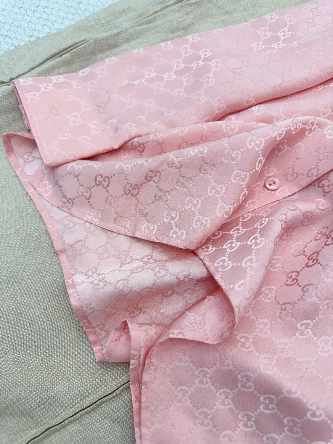 Gucci GG Silk Jacquard Shirt Pink #333632