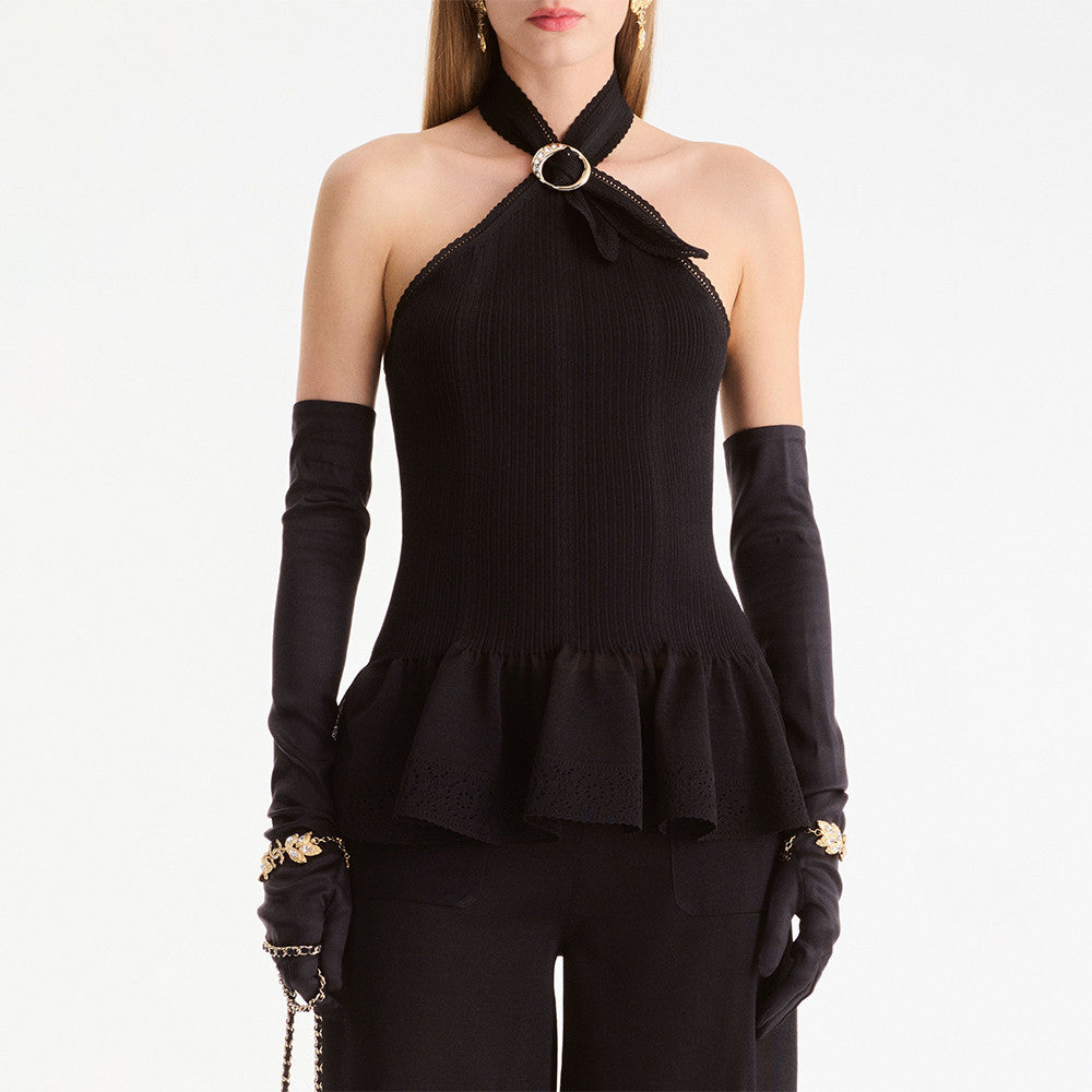 Chanel Top Silk Black White #335459