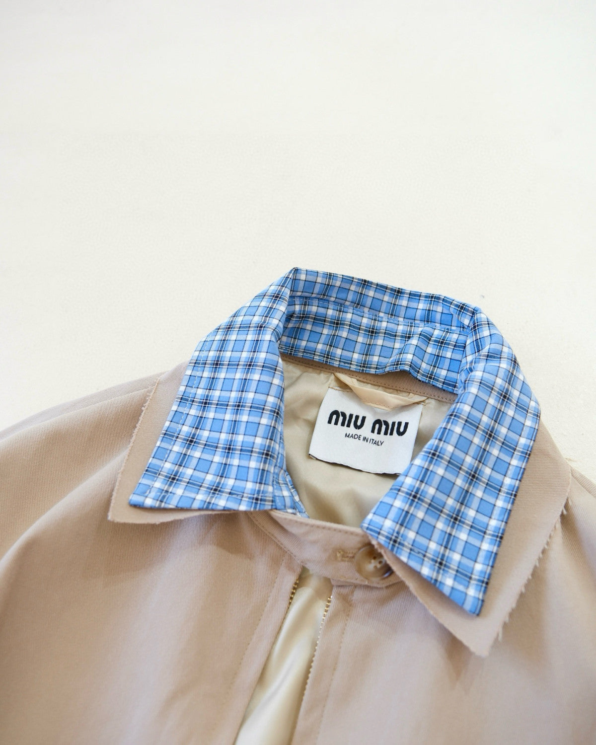 MiuMiu Women's Spring/Fall Fashion Casual Plaid Patchwork Collar Zipper Front Long Sleeve Jacket #79438