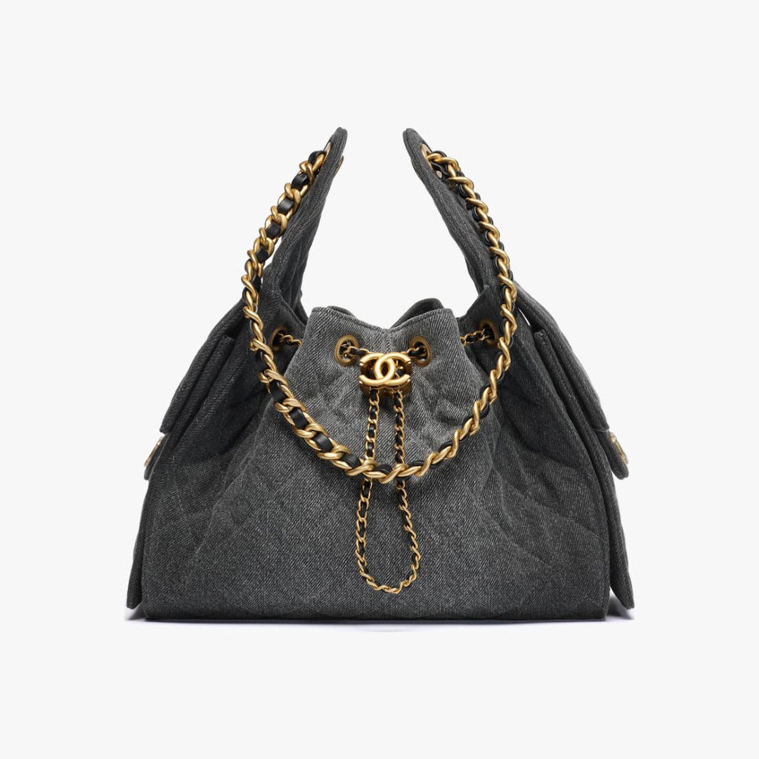 Chanel Women's Classic Double C Logo Solid Color Cowhide & Leather Tote Shoulder Bag Bags #77572