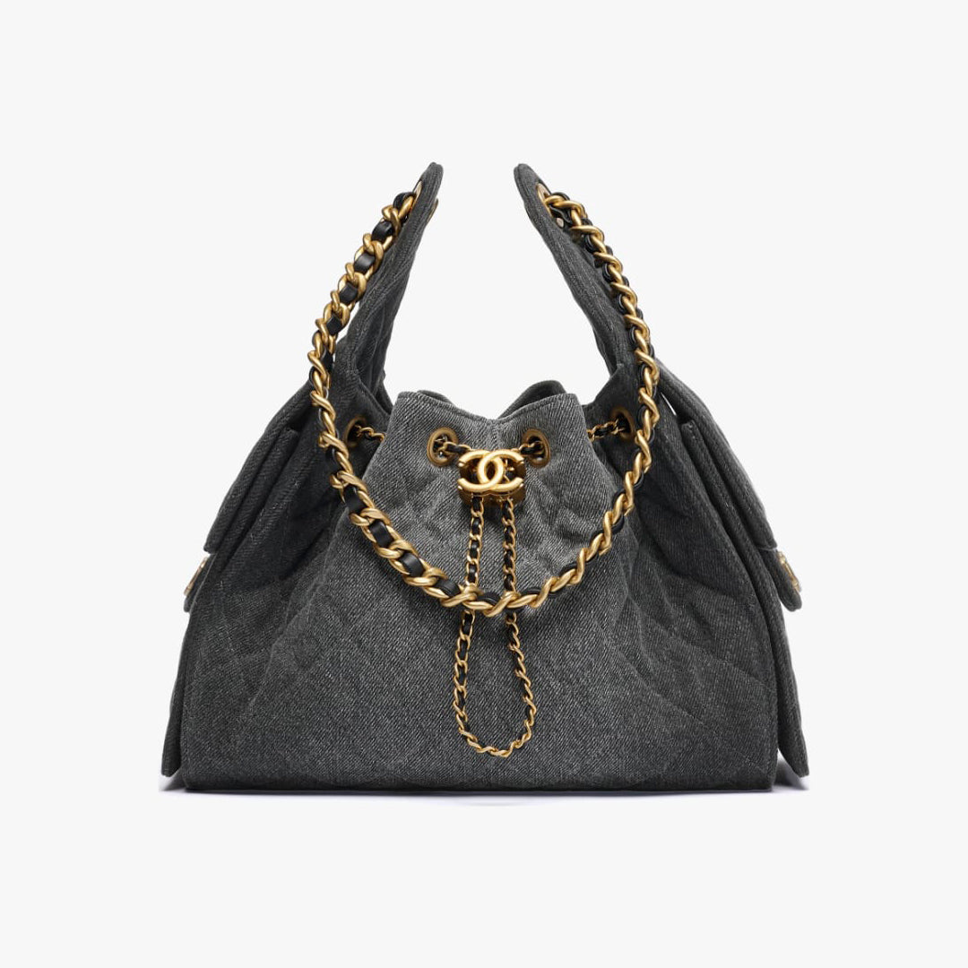 Chanel Women's Classic Double C Logo Solid Color Cowhide & Leather Tote Shoulder Bag Bags #77572