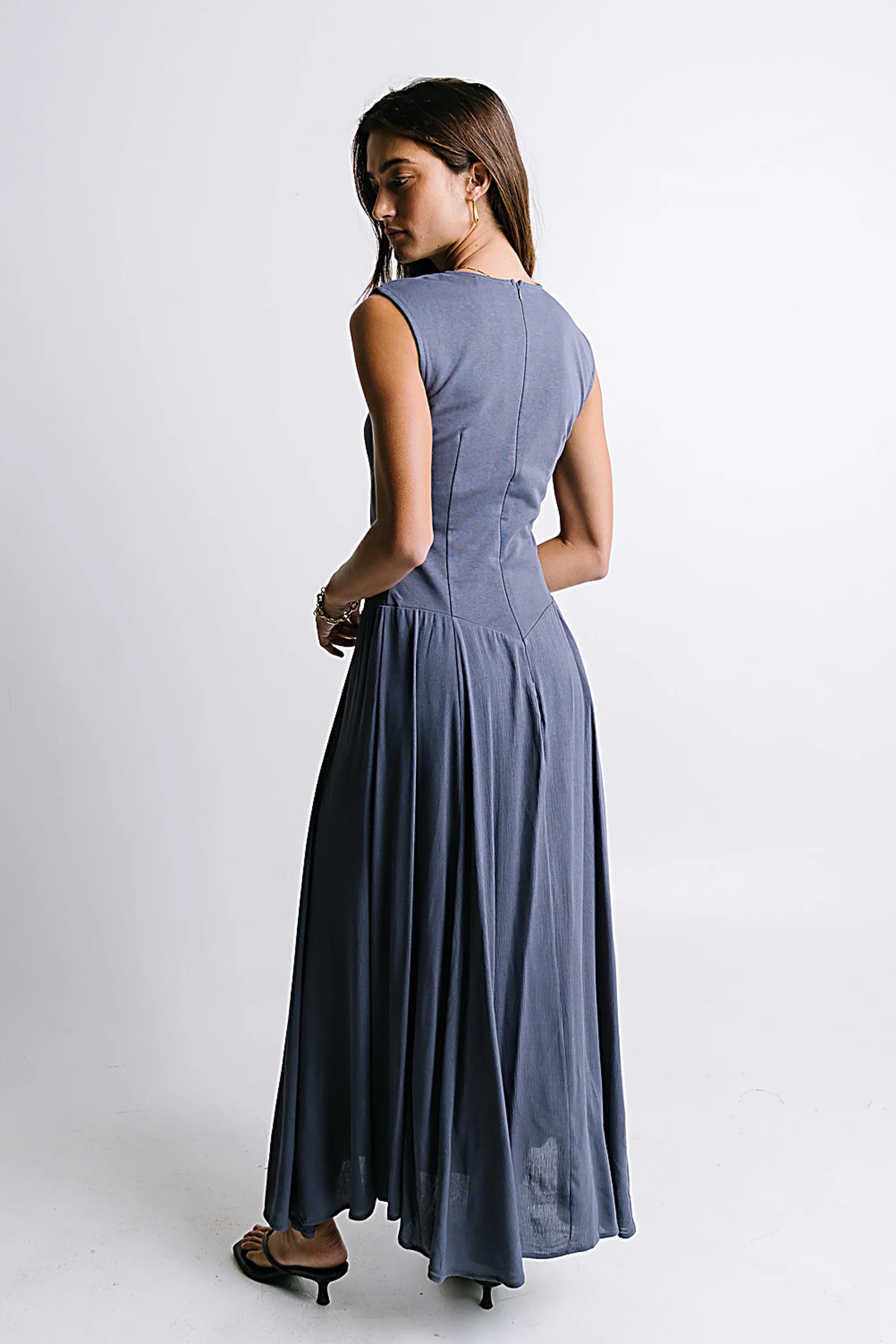 Charles Maxi Dress in Slate Blue