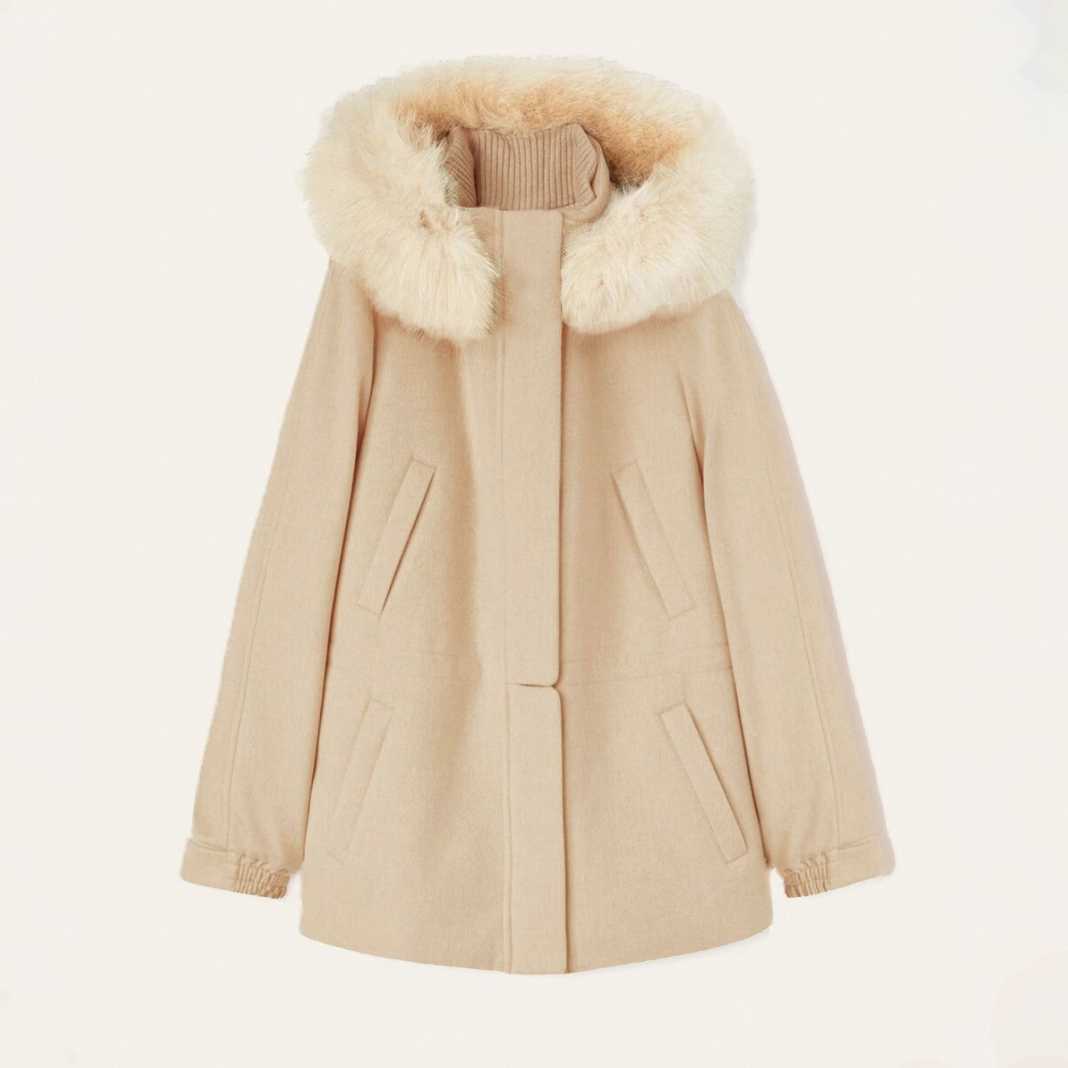 Loro Piana Lcery Short Women's Ski Jacket Furry Collar Warm Fashion Long Sleeve Jacket Elegant Temperament Loose Casual Coat  Ngvp #2418