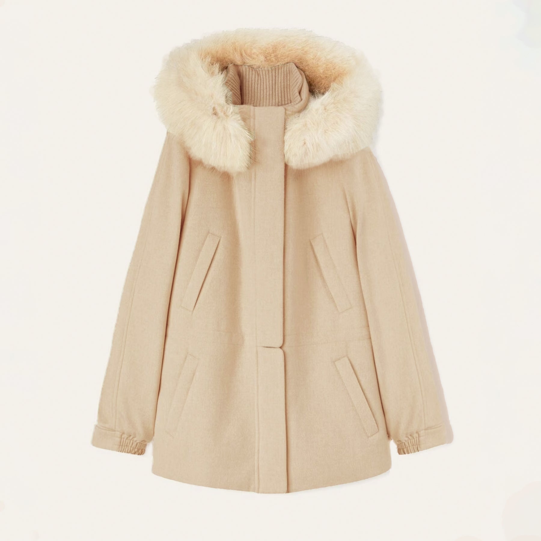 Loro Piana Lcery Short Women's Ski Jacket Furry Collar Warm Fashion Long Sleeve Jacket Elegant Temperament Loose Casual Coat  Ngvp #2418