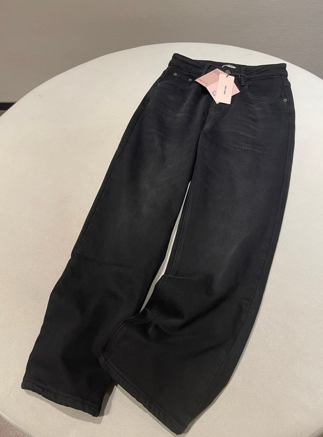 MiuMiu Navy Washed Denim Flared Jeans #335826