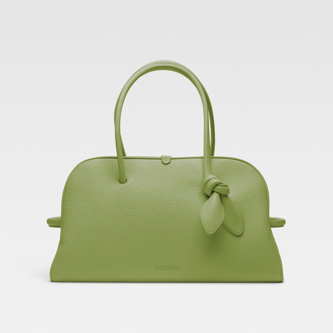 Jacquemus Le Turismo Women's Solid Bow Detail Zipper Closure Grained Leather Bowling Bag Tote Bags #75167