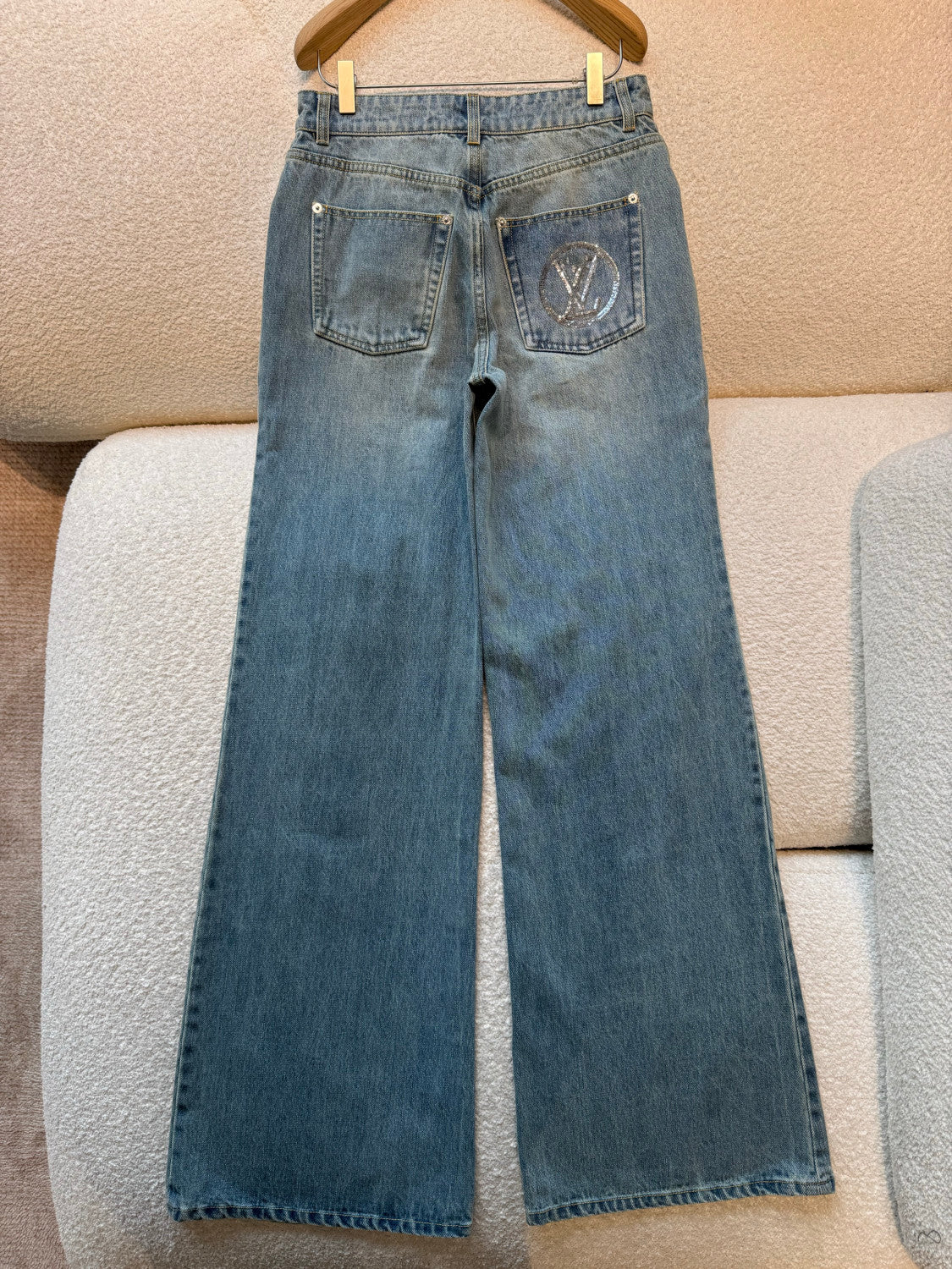 LOUIS VUITTON Signature Sequin Accent Flared Jeans #377460