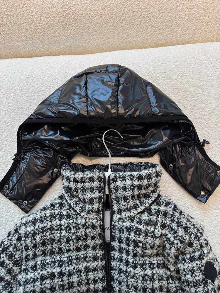 Moncler Andronne Tweed Hooded Short Down Jacket #336204