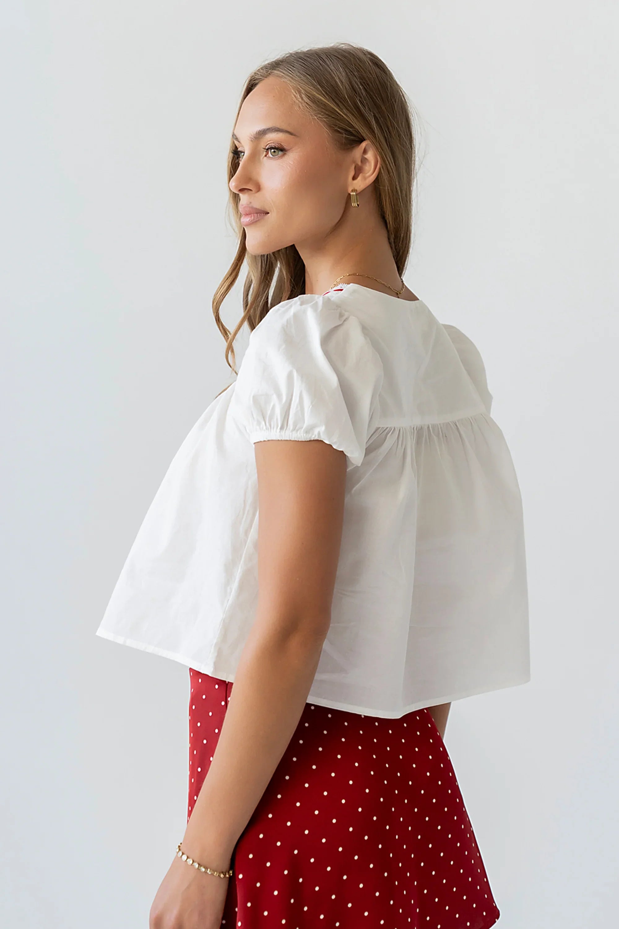 Claire Poplin Blouse in Off White